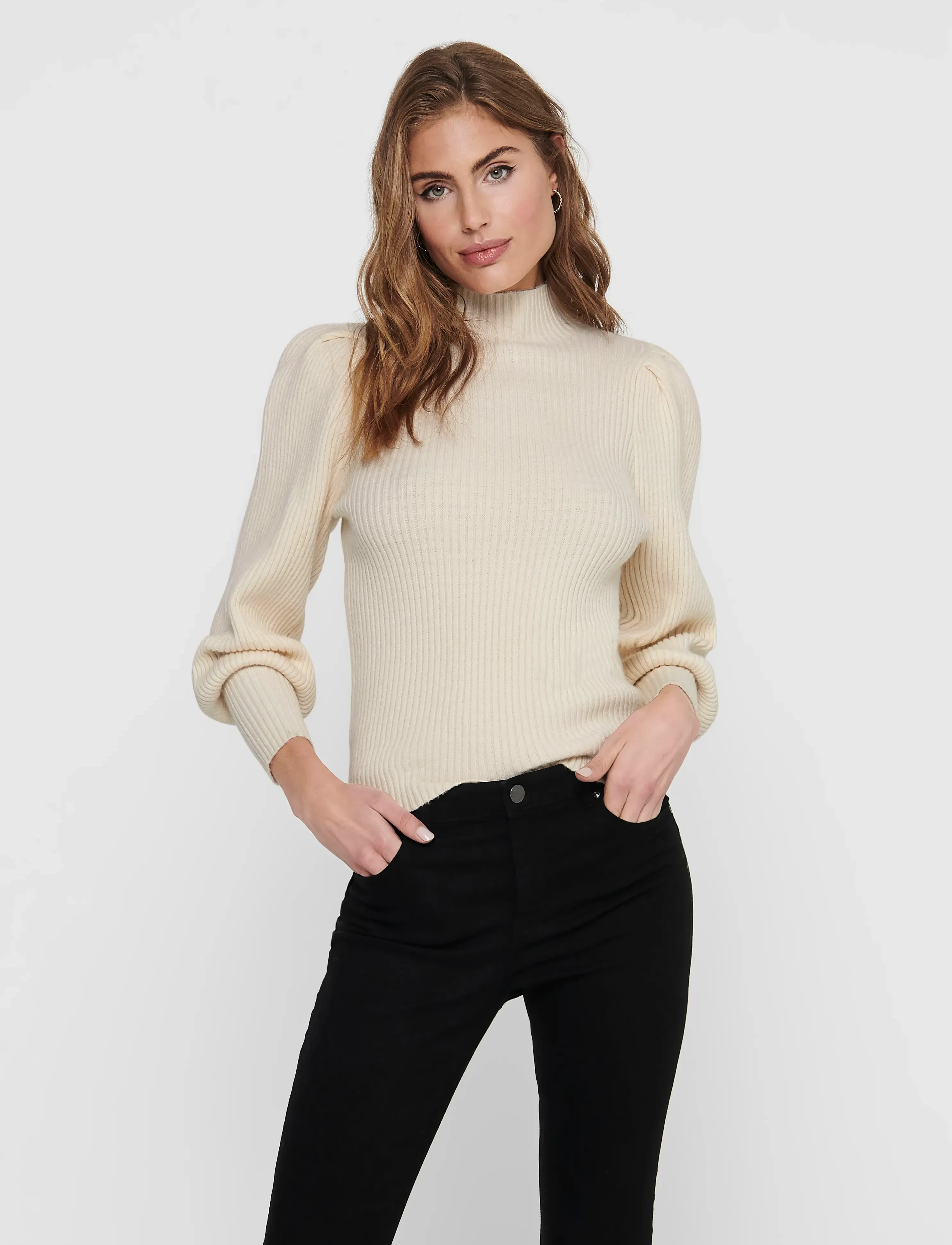 ONLY Onlkatia L/S Highneck Pullover Knt Noos, S, Knitwear, Weiß - Jumpers, Frauen