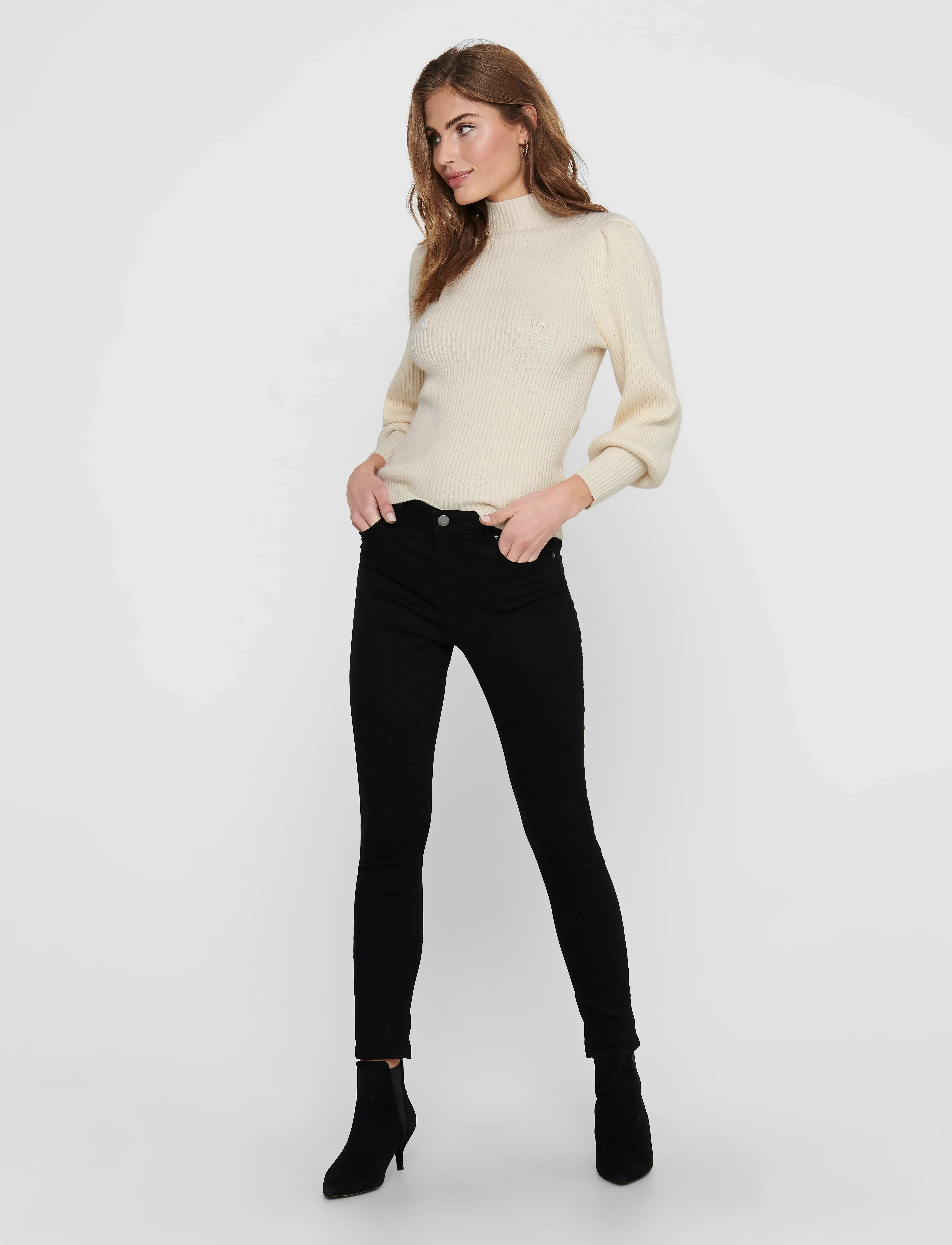 ONLY - ONLKATIA L/S HIGHNECK PULLOVER KNT NOOS - jumpers - whitecap gray - 4