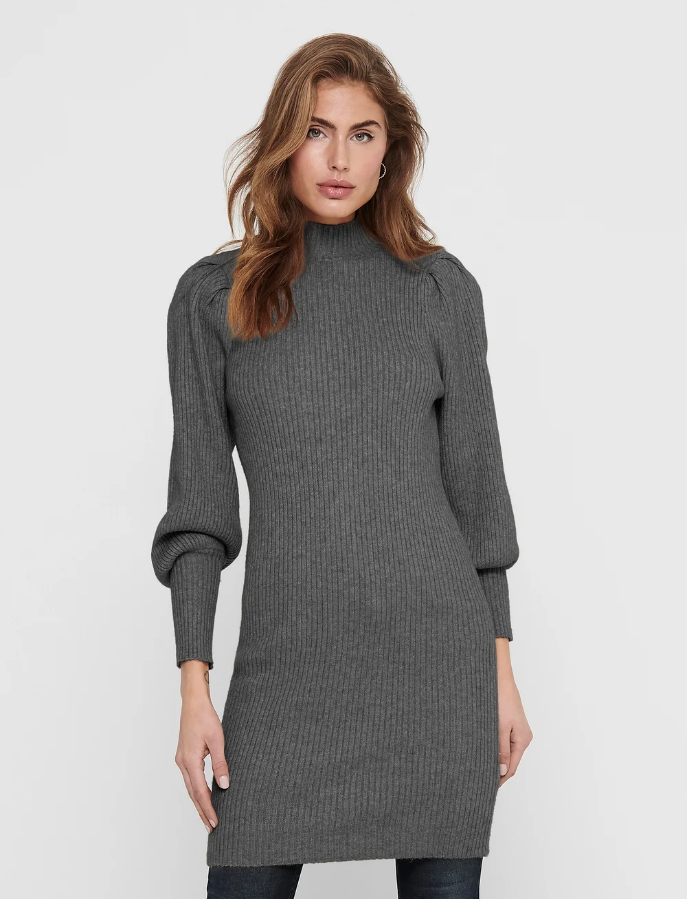 ONLY - ONLKATIA L/S DRESS CC KNT - stramme kjoler - dark grey melange - 0