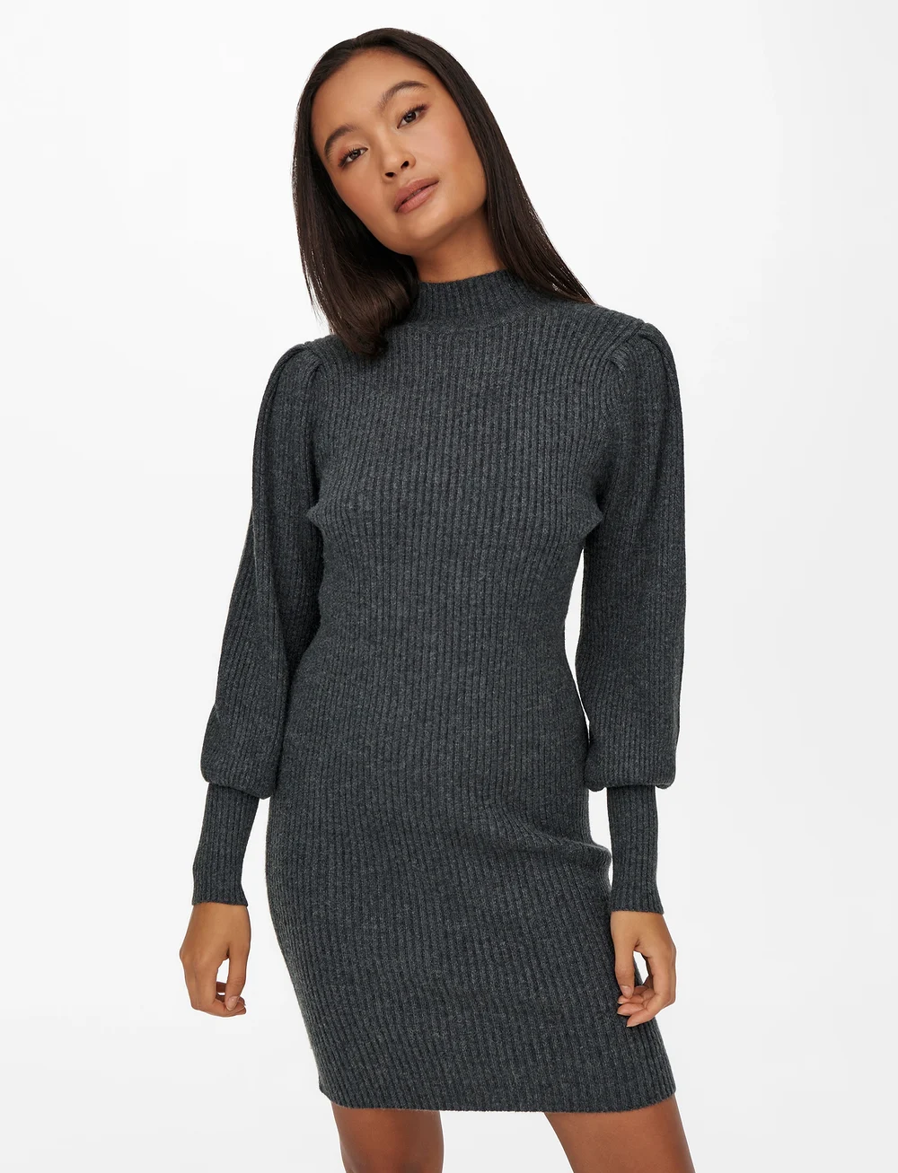 ONLY - ONLKATIA L/S DRESS CC KNT - stramme kjoler - dark grey melange - 4