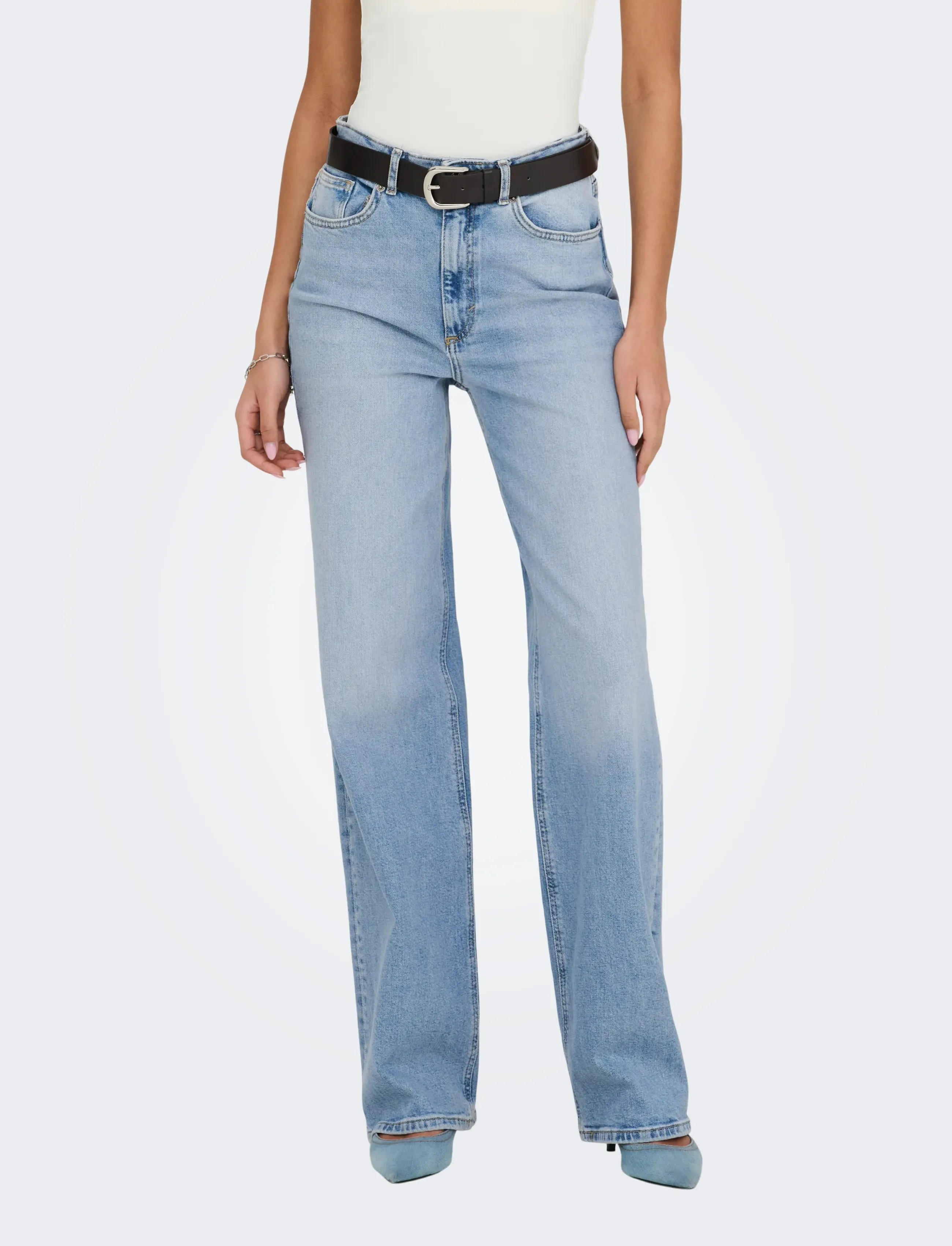 ONLY ONLJUICY HW WIDE LEG DNM REA365 NOOS - Kläder - MEDIUM BLUE DENIM / blue