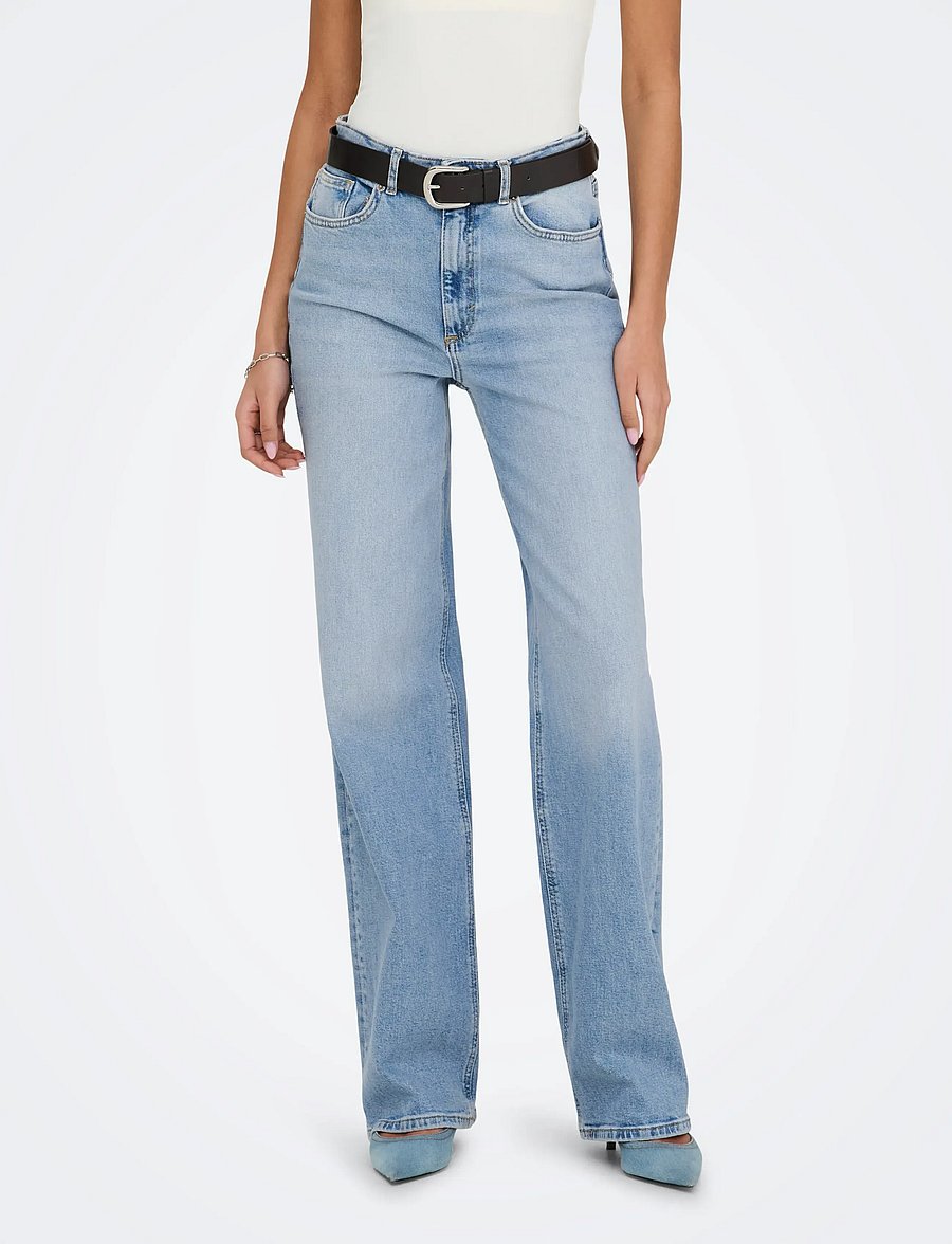 ONLY - ONLJUICY HW WIDE LEG DNM REA365 NOOS - pantalons larges - medium blue denim - 0