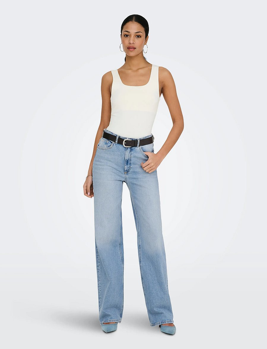 ONLY - ONLJUICY HW WIDE LEG DNM REA365 NOOS - pantalons larges - medium blue denim - 4