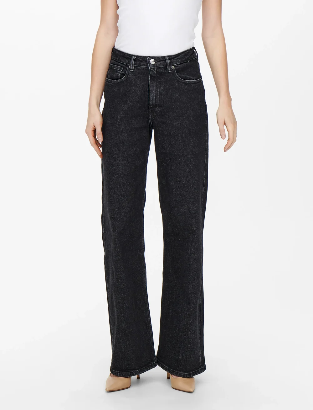 ONLY - ONLJUICY HW WIDE LEG DNM REA244 NOOS - sirge säärega teksad - black denim - 0
