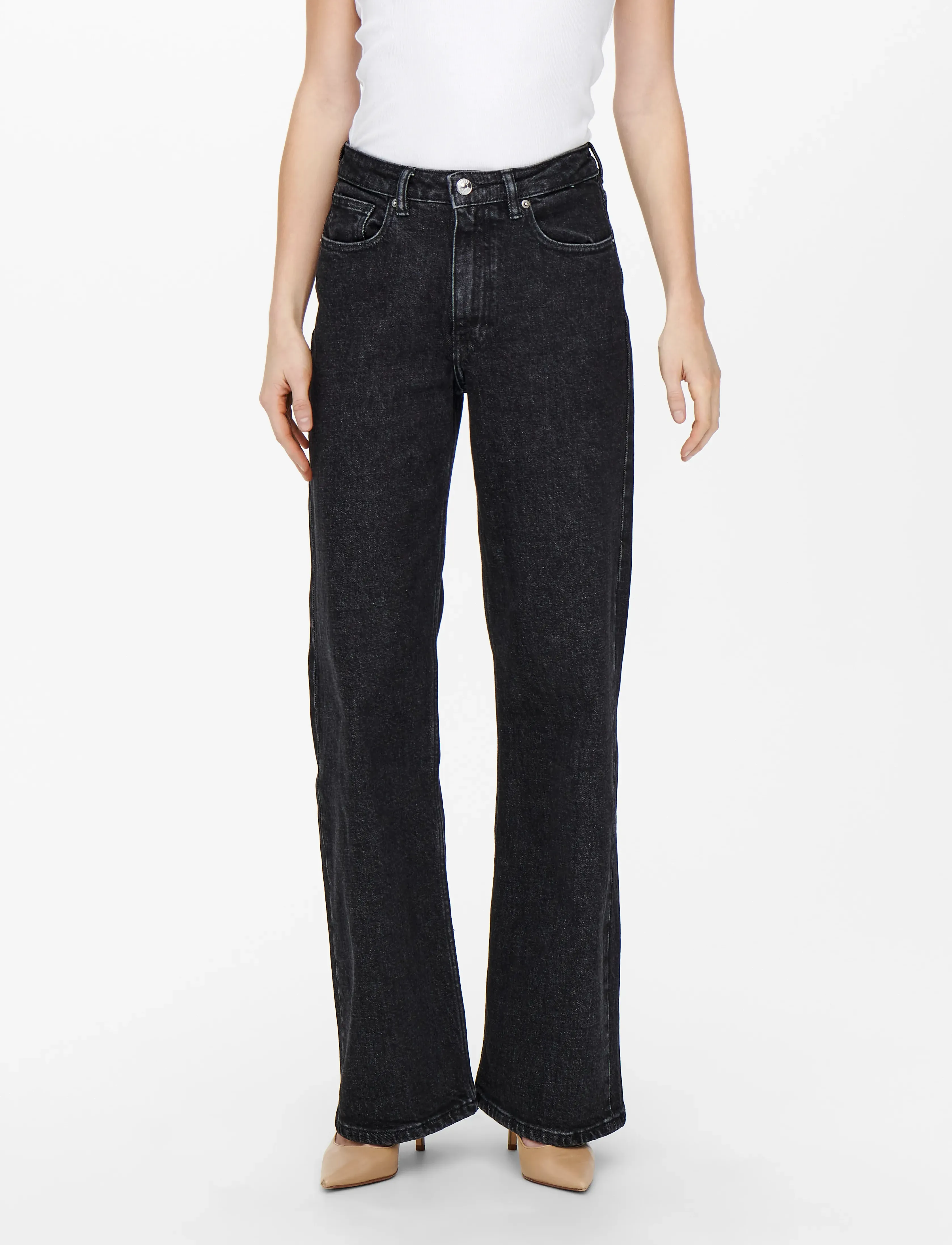 ONLY ONLJUICY HW WIDE LEG DNM REA244 NOOS - Farkut - BLACK DENIM / black