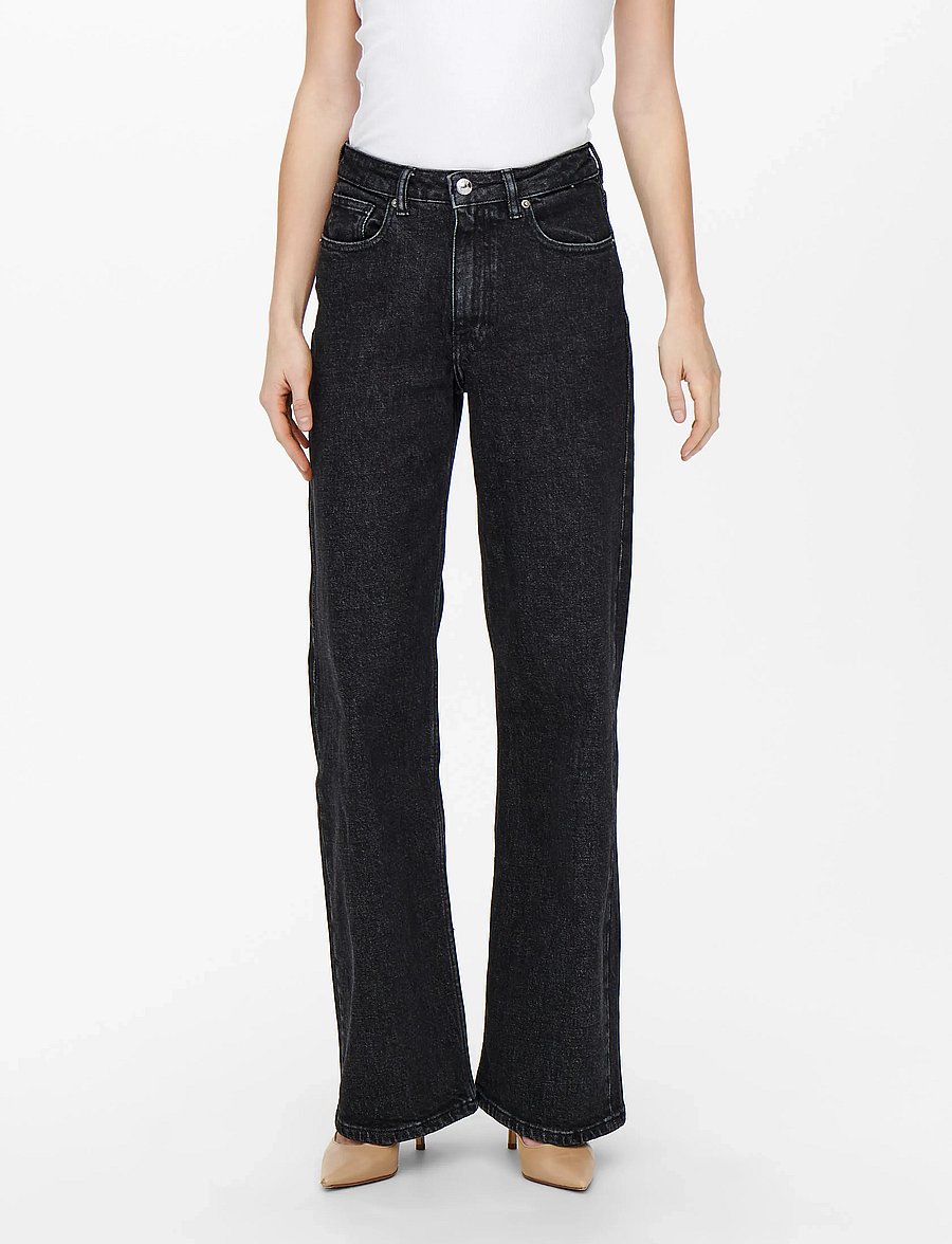 ONLY - ONLJUICY HW WIDE LEG DNM REA244 NOOS - jeans droites - black denim - 0