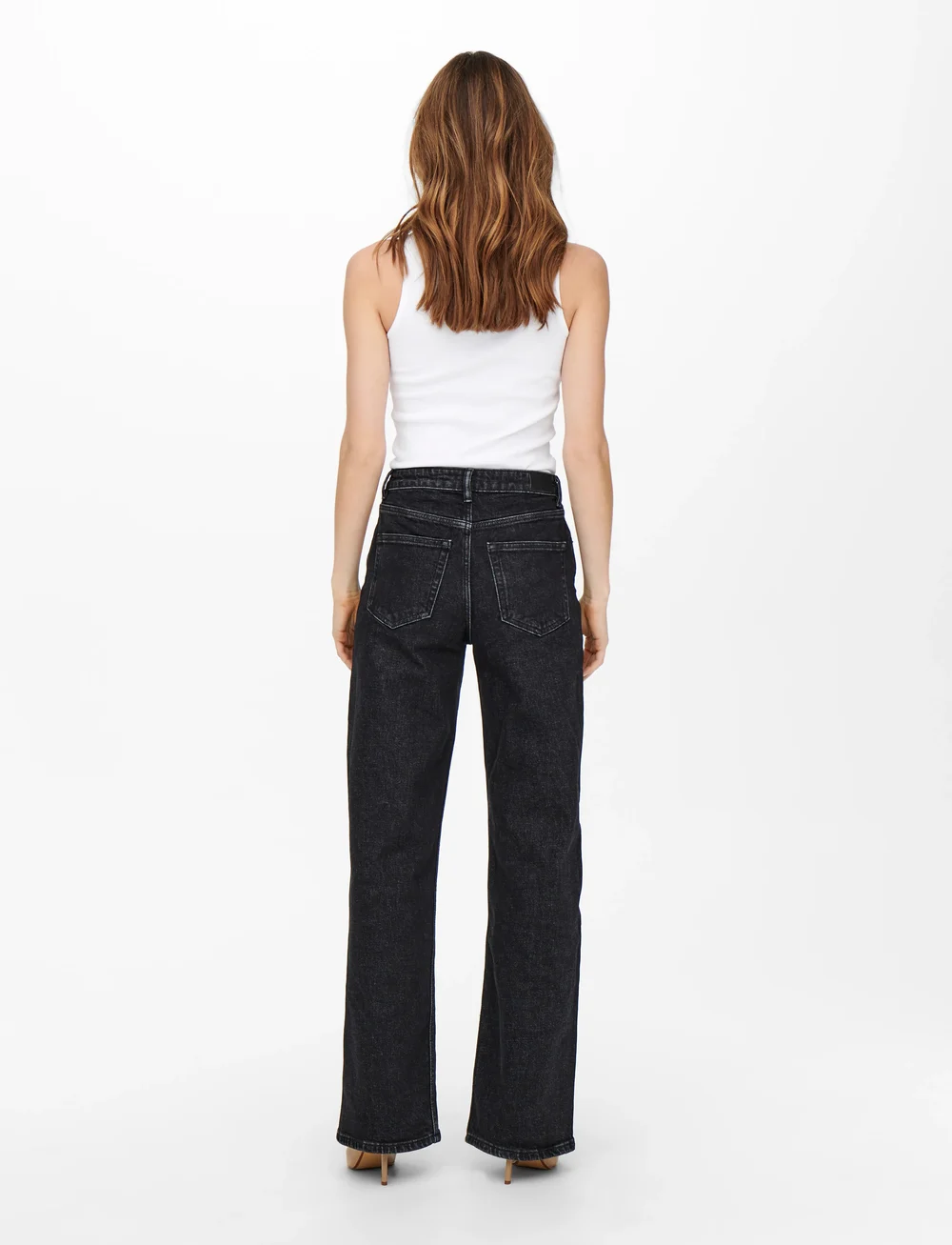 ONLY - ONLJUICY HW WIDE LEG DNM REA244 NOOS - sirge säärega teksad - black denim - 3