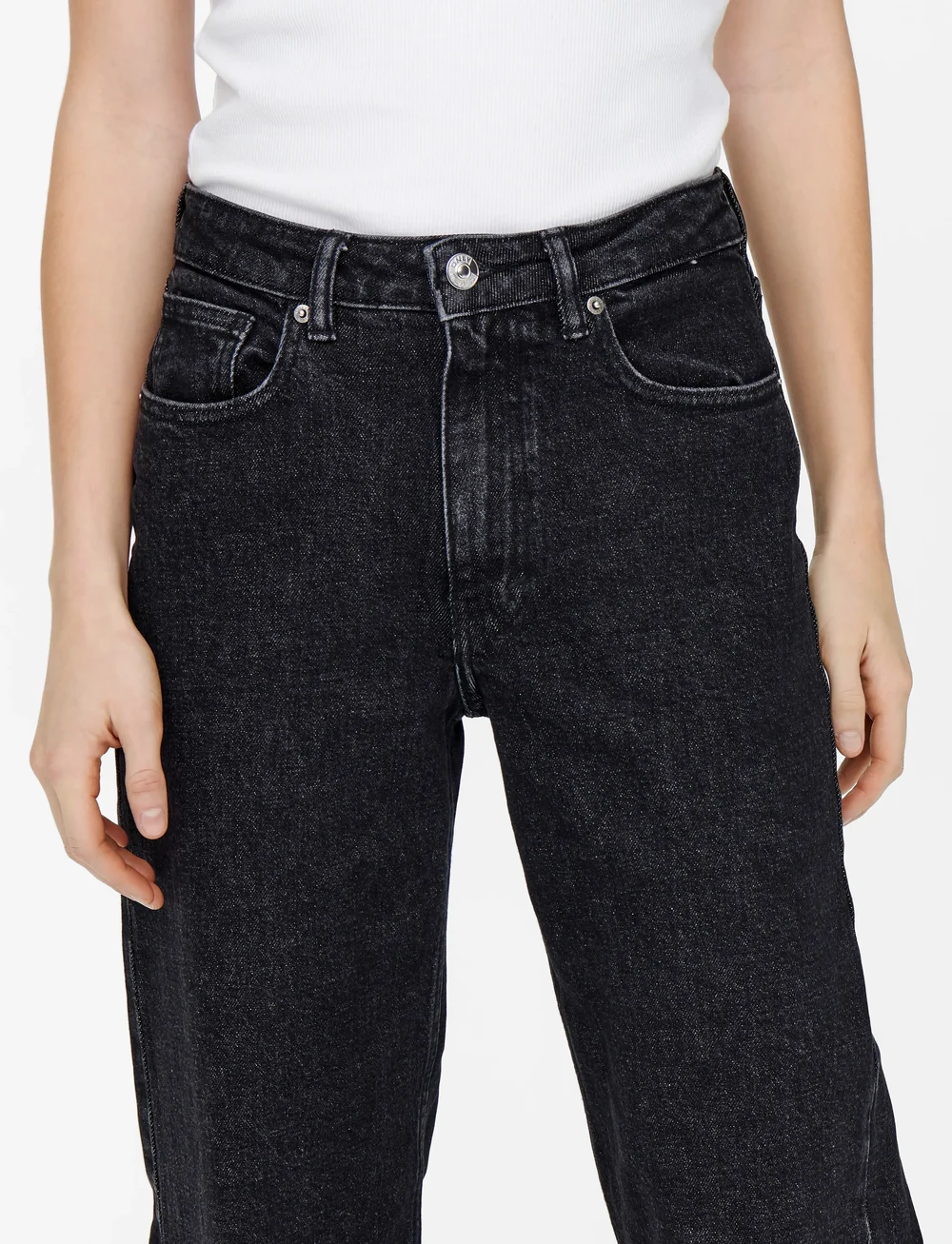 ONLY - ONLJUICY HW WIDE LEG DNM REA244 NOOS - sirge säärega teksad - black denim - 5