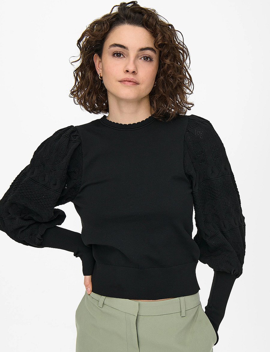ONLY - ONLMELITA L/S O-NECK PULLOVER KNT NOOS - black - 5