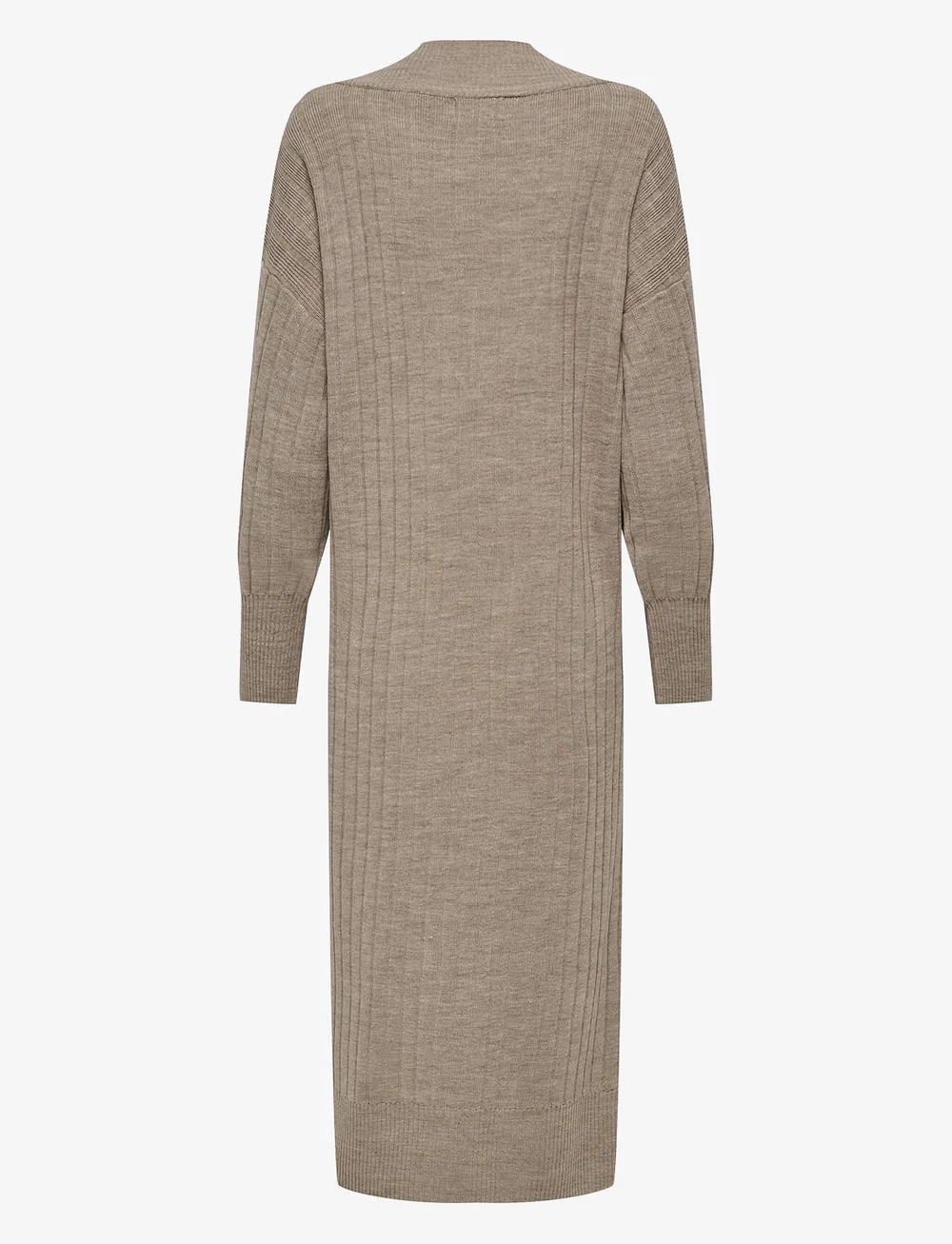 ONLY - ONLNEW TESSA L/S MIDI V DRESS KNT - stickade klänningar - beige - 2