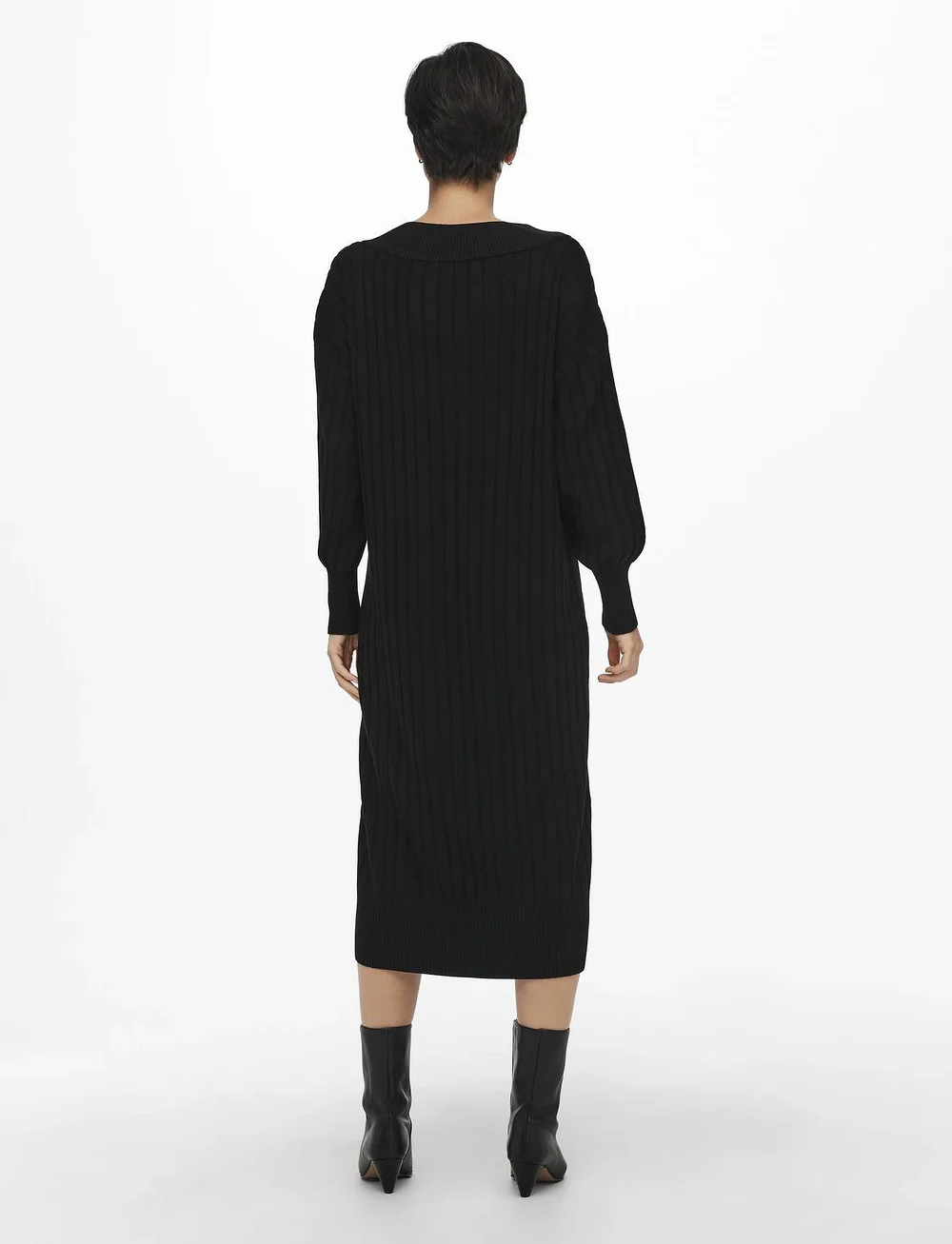 ONLY - ONLNEW TESSA L/S MIDI V DRESS KNT - knitted dresses - black - 3