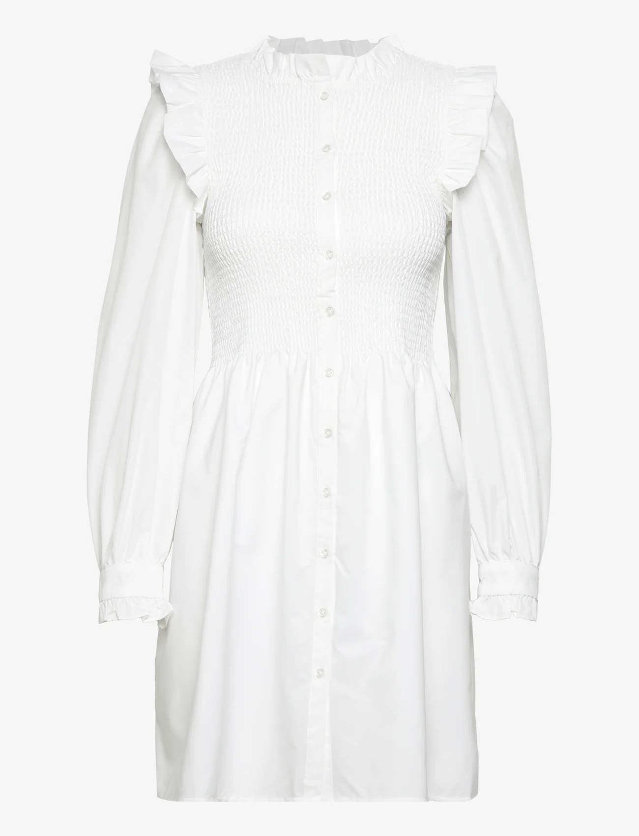 ONLY - ONLASPEN L/S SMOCK DRESS WVN - skjortklänningar - bright white - 0
