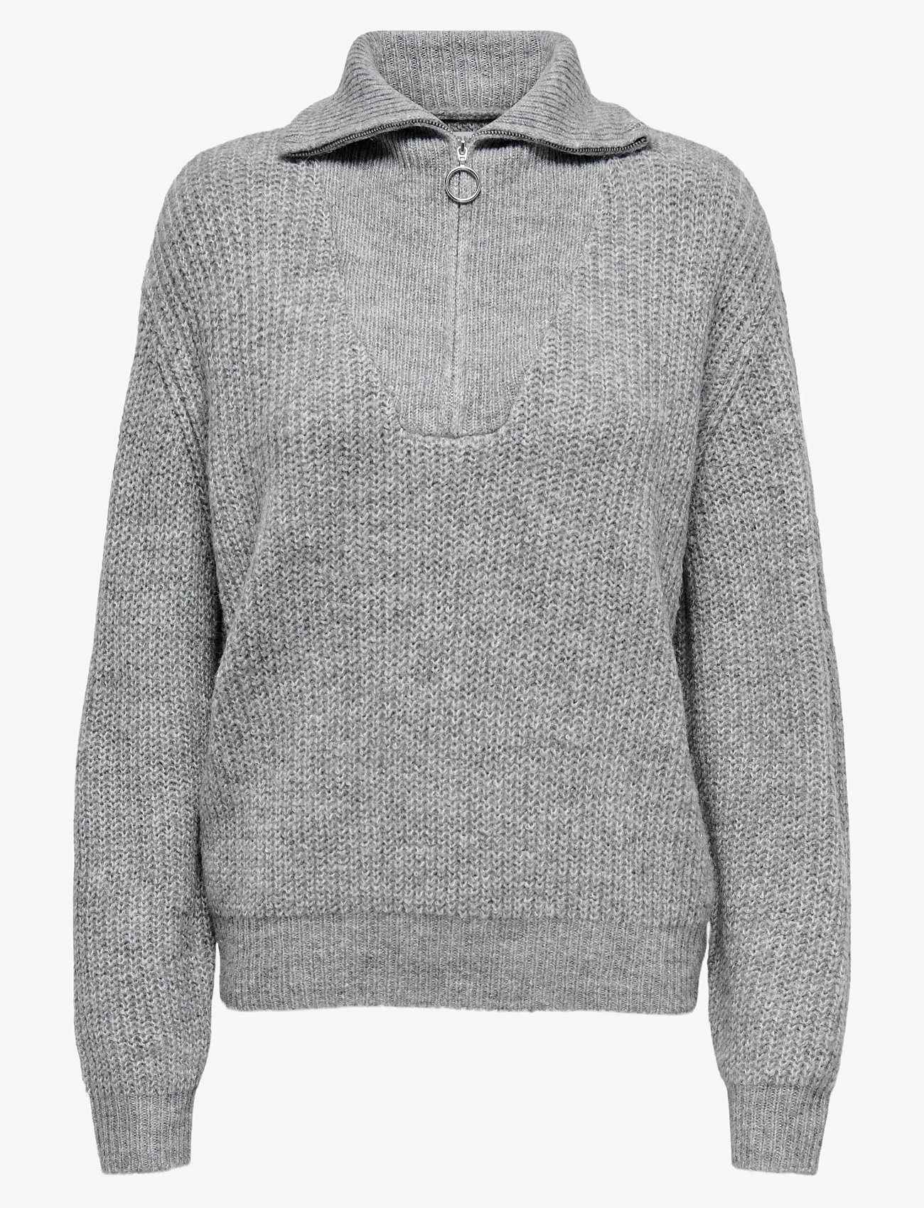 ONLY - ONLBAKER L/S ZIP PULLOVER KNT NOOS - efterårstøj - medium grey melange - 0