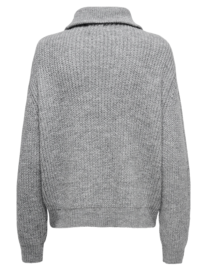 ONLY - ONLBAKER L/S ZIP PULLOVER KNT NOOS - stickade tröjor - medium grey melange - 2
