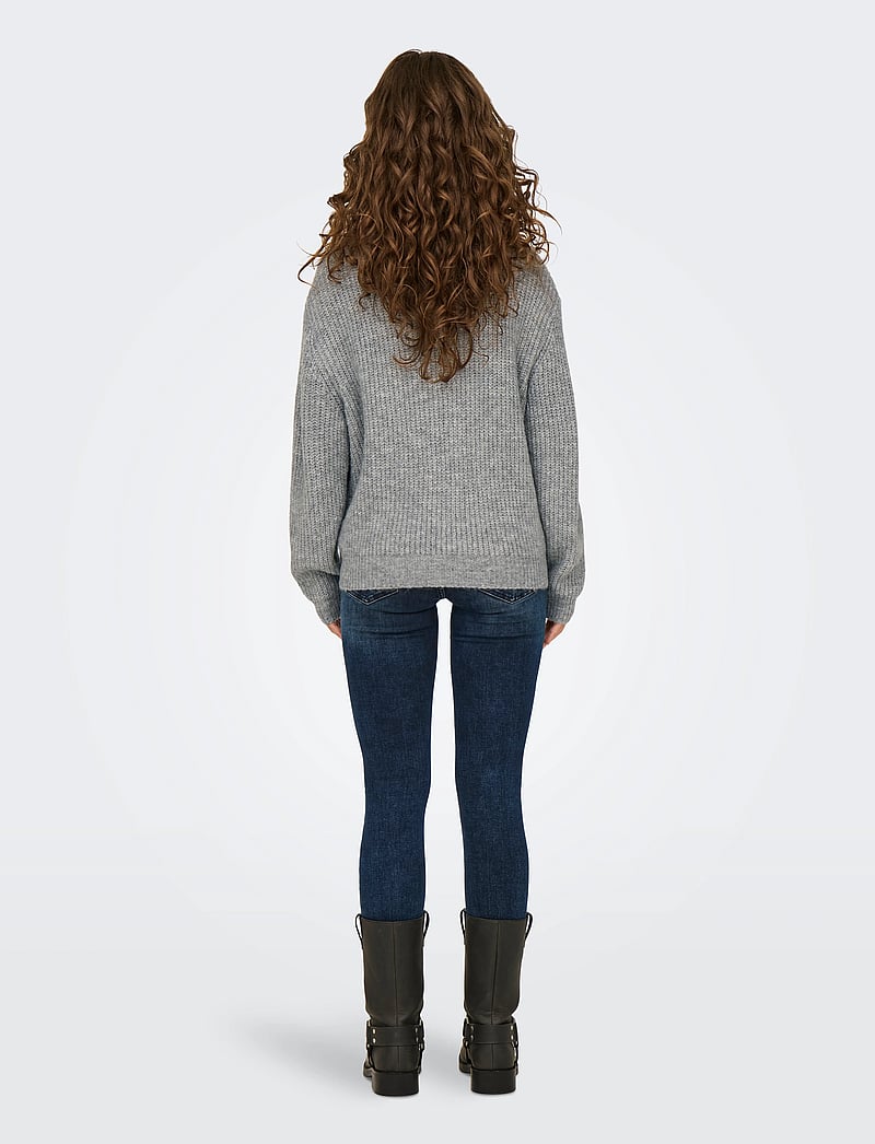 ONLY - ONLBAKER L/S ZIP PULLOVER KNT NOOS - stickade tröjor - medium grey melange - 3