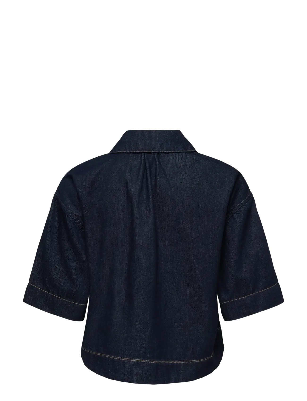 ONLY - ONLCLEO LIFE SS CROP DNM SHIRT PIM NOOS - denimskjorter - dark blue denim - 2