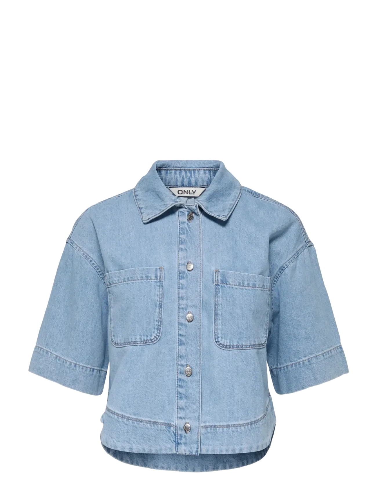 ONLY ONLCLEO LIFE SS CROP DNM SHIRT PIM NOOS - Pluusid ja särgid - LIGHT BLUE DENIM / blue