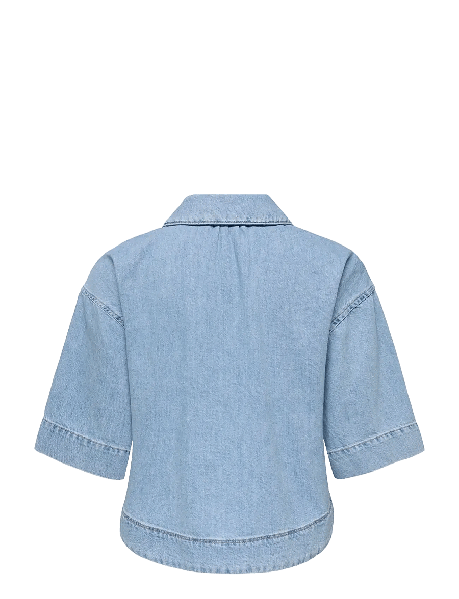 ONLY - ONLCLEO LIFE SS CROP DNM SHIRT PIM NOOS - denimskjorter - light blue denim - 2