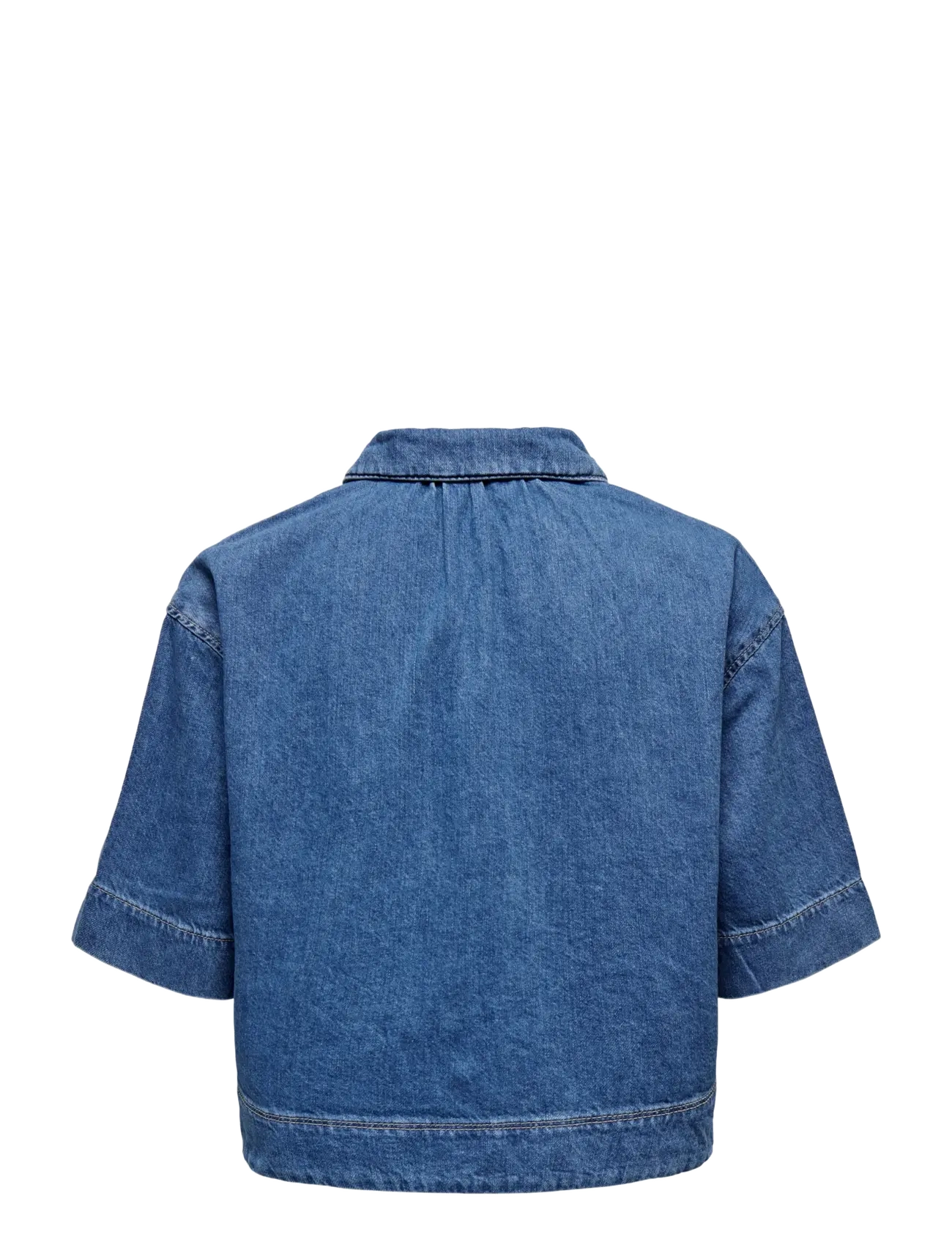 ONLY - ONLCLEO LIFE SS CROP DNM SHIRT PIM NOOS - denimskjorter - medium blue denim - 2