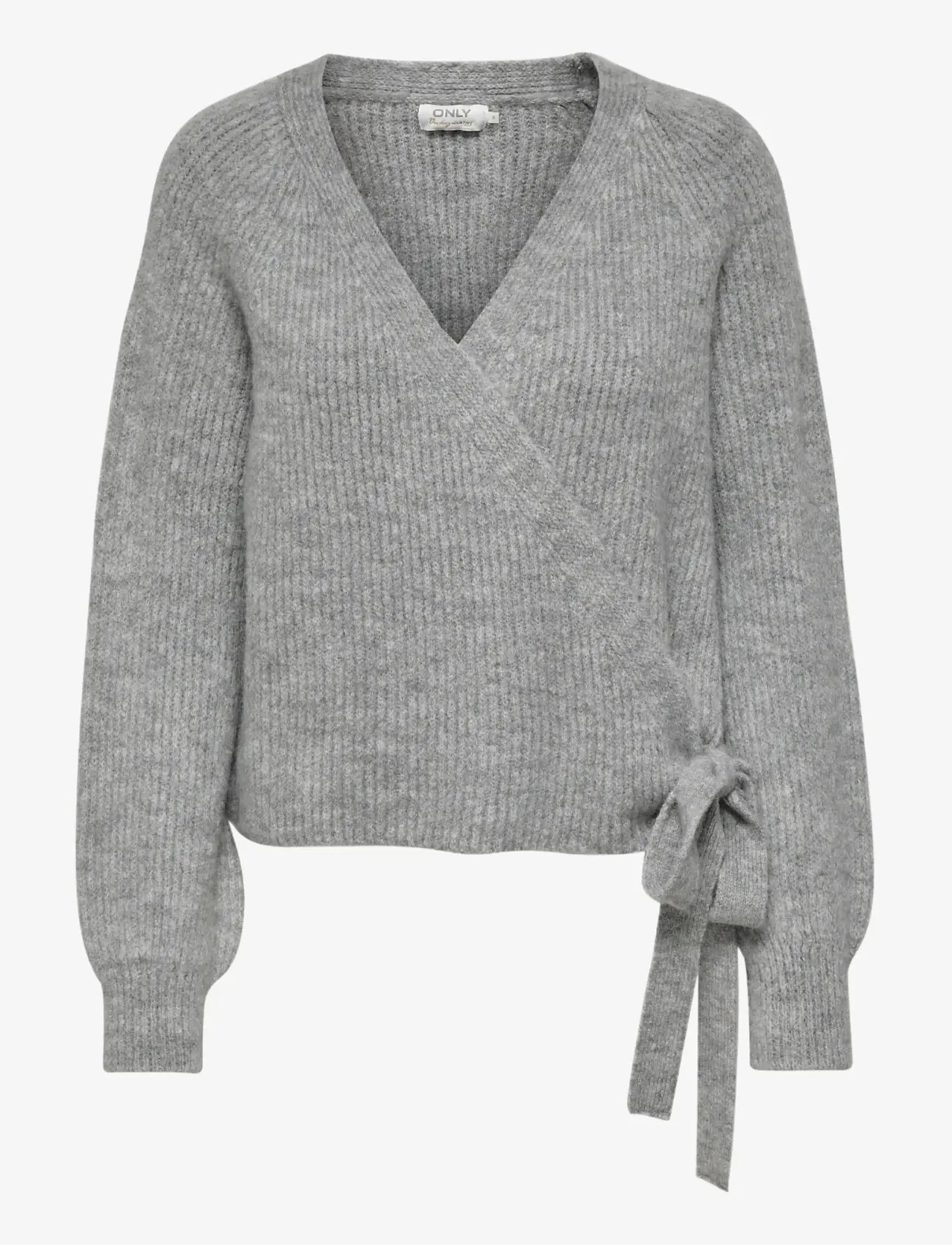 ONLY - ONLMIA L/S WRAP CARDIGAN KNT NOOS - cardigans - light grey melange - 1