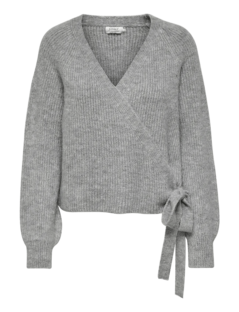 ONLY - ONLMIA L/S WRAP CARDIGAN KNT NOOS - cardigans - light grey melange - 1