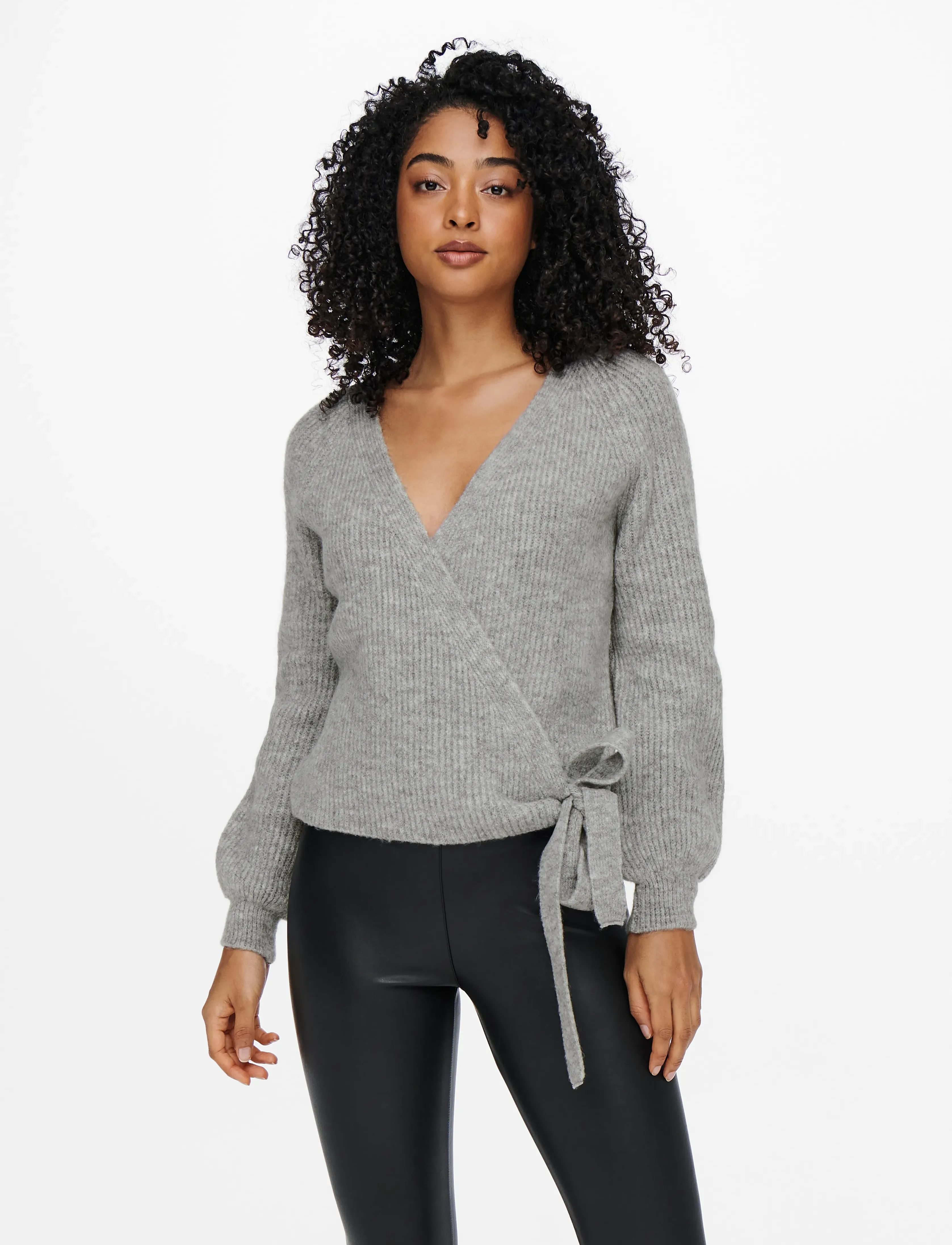 ONLY Onlmia L/S Wrap Cardigan Knt Noos, L, Knitwear, Grau - Cardigans, Frauen