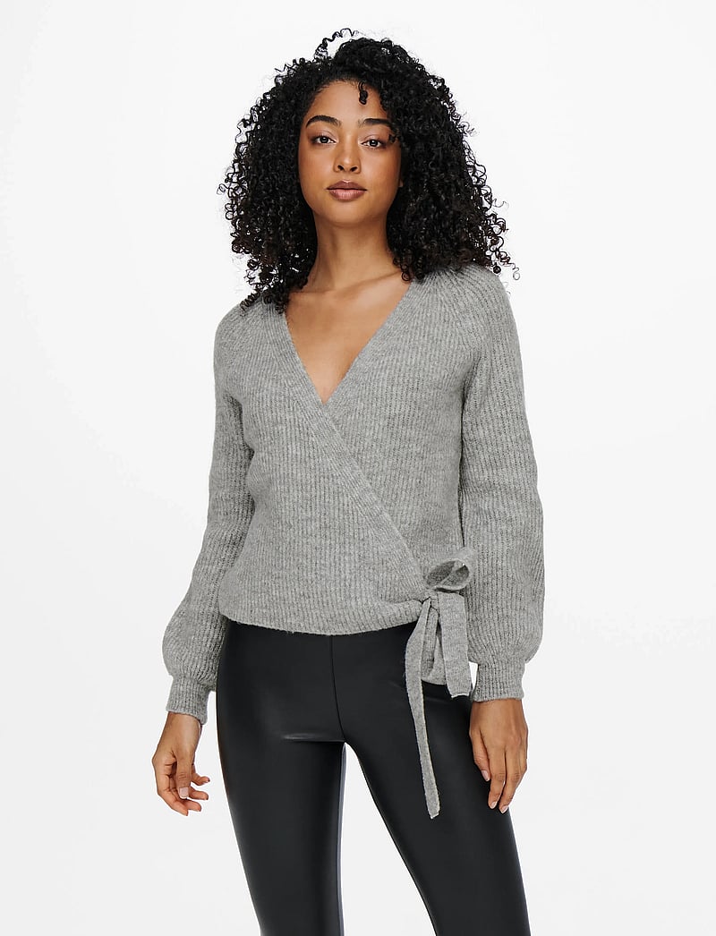 ONLY - ONLMIA L/S WRAP CARDIGAN KNT NOOS - cardigans - light grey melange - 0