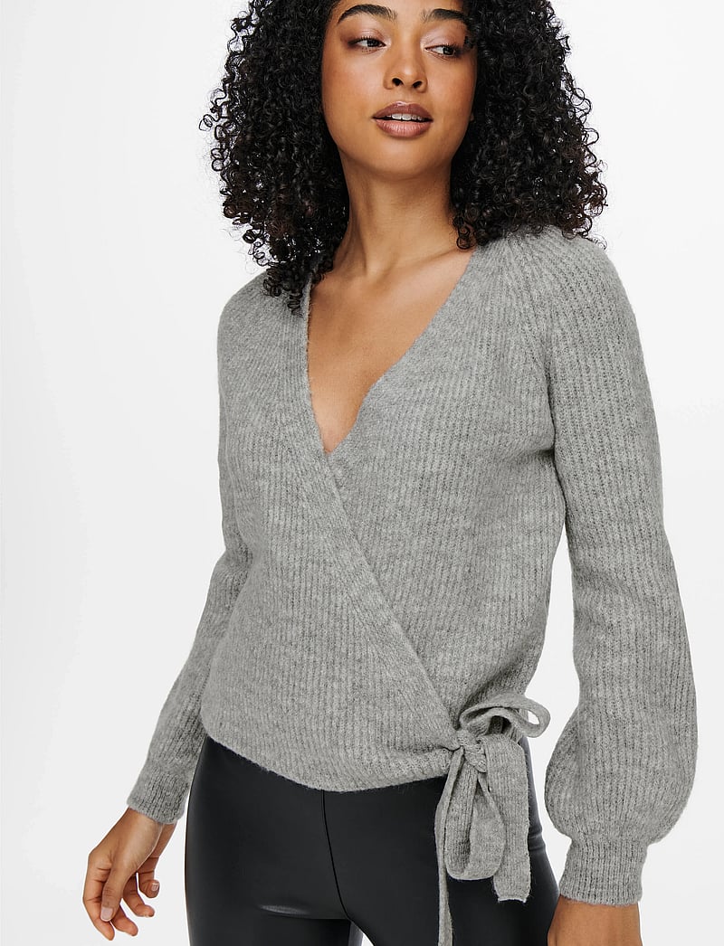 ONLY - ONLMIA L/S WRAP CARDIGAN KNT NOOS - cardigans - light grey melange - 4