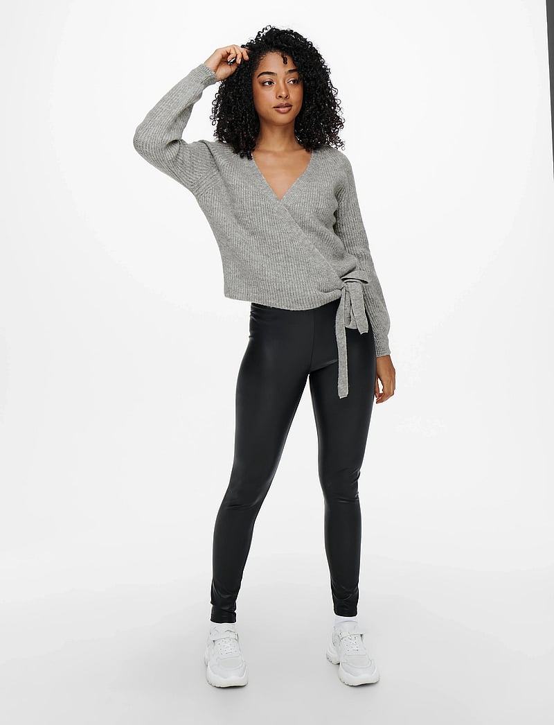 ONLY - ONLMIA L/S WRAP CARDIGAN KNT NOOS - cardigans - light grey melange - 5