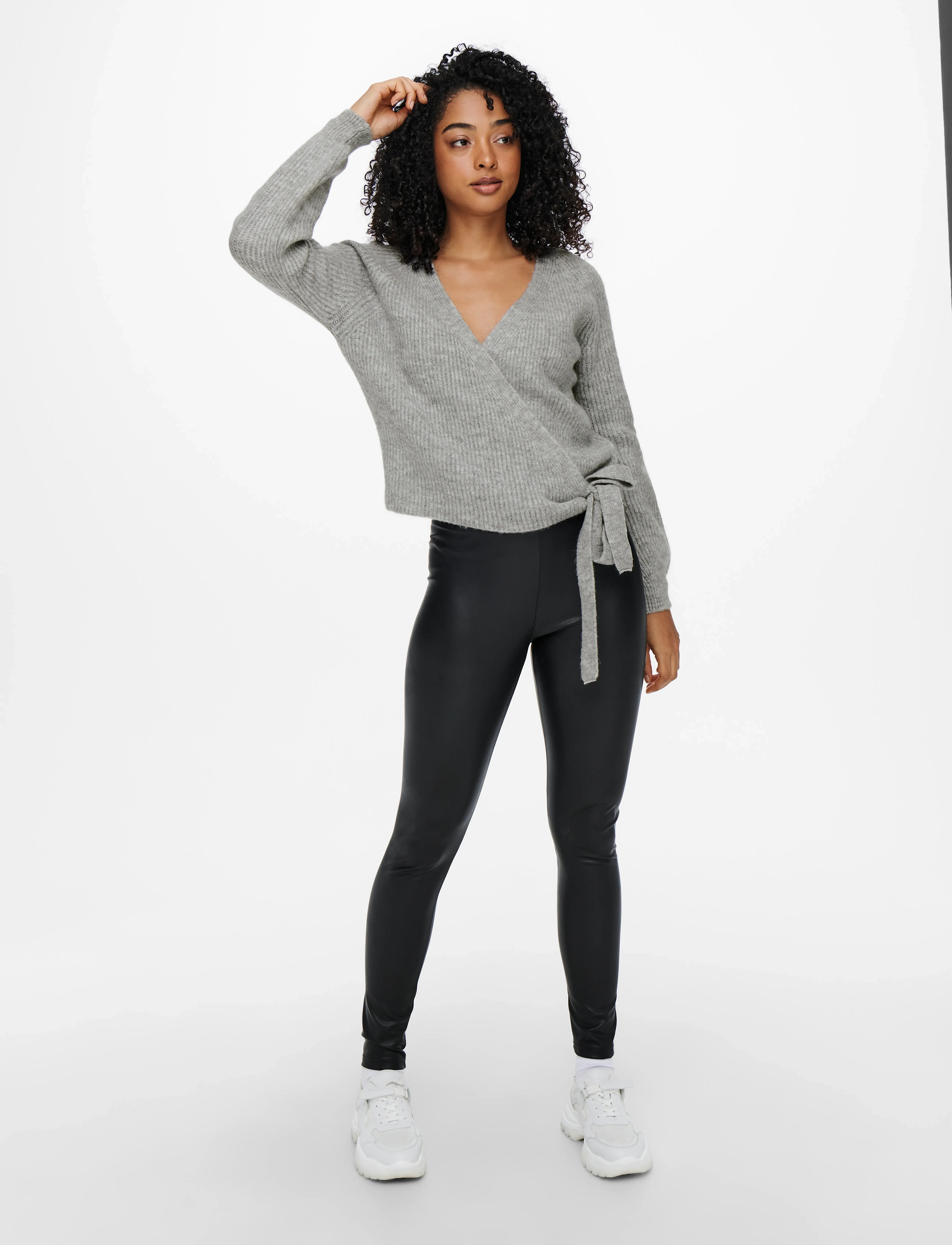 ONLY - ONLMIA L/S WRAP CARDIGAN KNT NOOS - cardigans - light grey melange - 5
