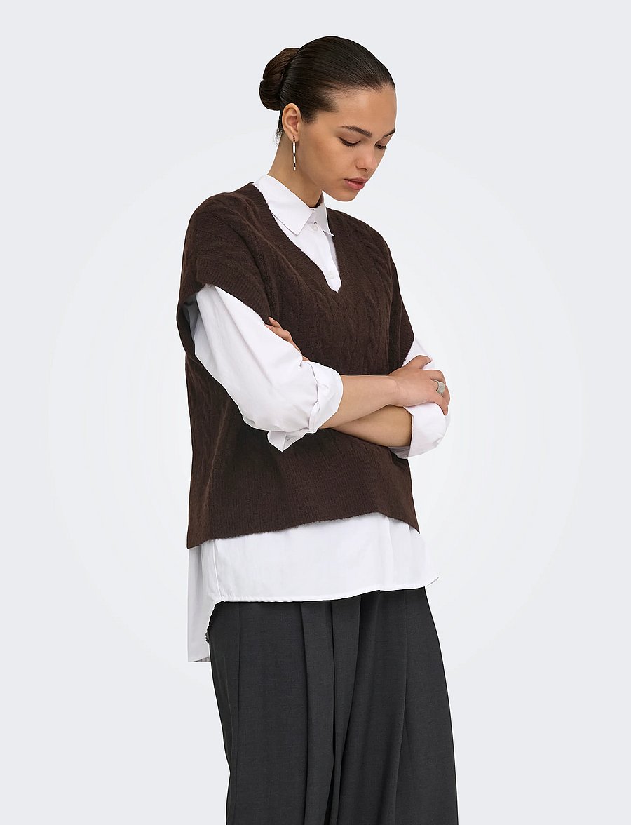 ONLY - ONLMELODY VEST KNT NOOS - coffee bean - 0