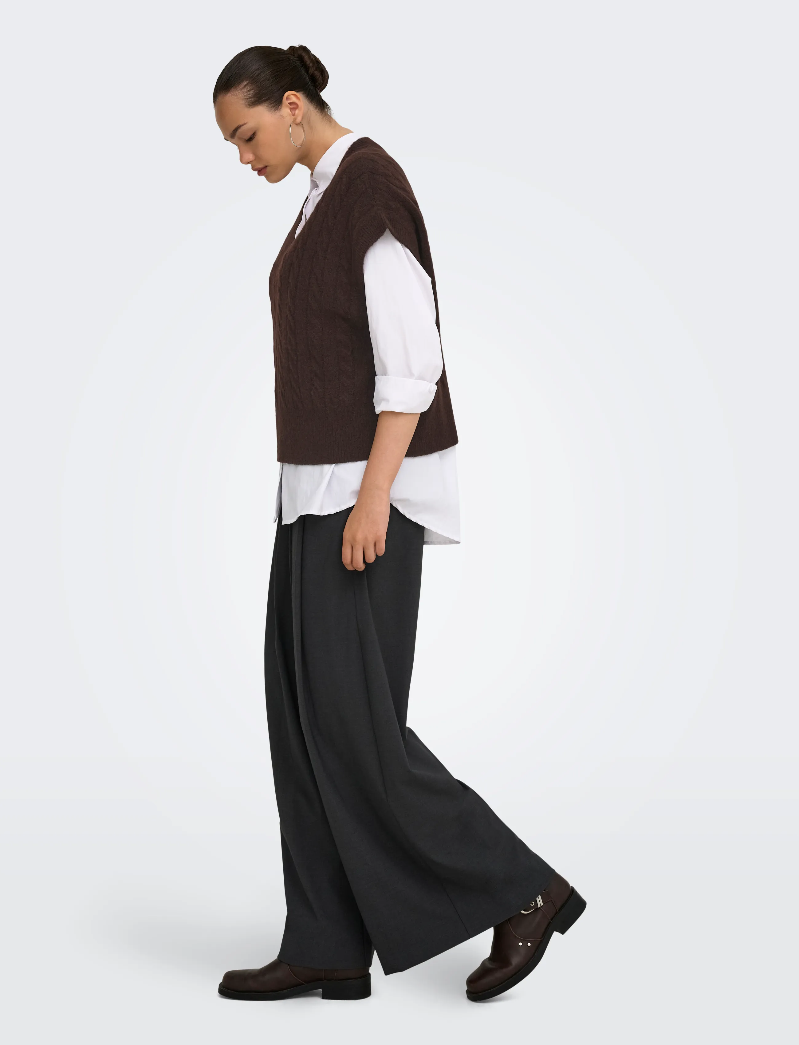 ONLY - ONLMELODY VEST KNT NOOS - coffee bean - 4
