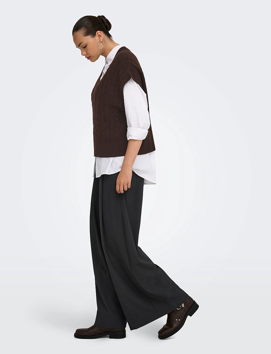 ONLY - ONLMELODY VEST KNT NOOS - coffee bean - 4