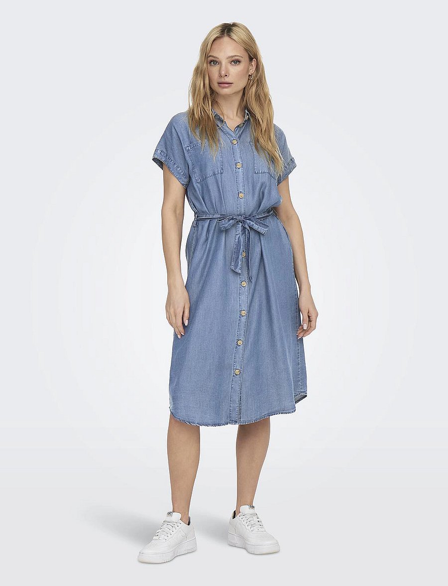 ONLY - ONLPEMA HANNOVER SS DNM SH DRESS QYTNOOS - robes chemises - medium blue denim - 0