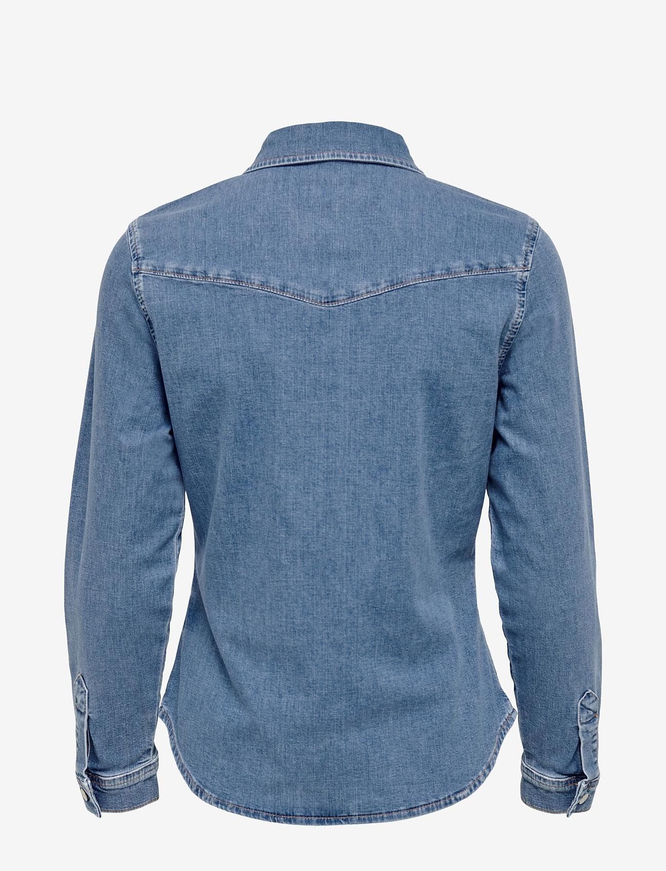 ONLY - ONLBLAIR LS FITTED DNM SHIRT CRO - langärmlige hemden - medium blue denim - 1
