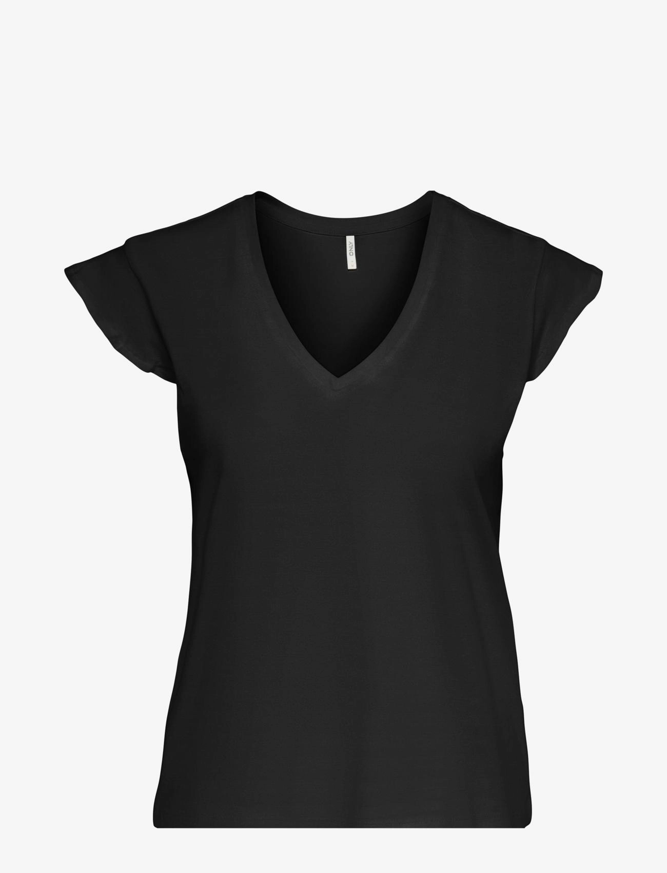ONLY ONLMAY S/S FRILL V-NECK TOP BOX JRS - Riided - BLACK / black