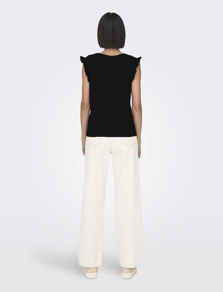 ONLY - ONLMAY LIFE S/S FRILL V-NECK TOP BOX JRS - t-shirts - black - 3