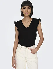 ONLY - ONLMAY LIFE S/S FRILL V-NECK TOP BOX JRS - t-shirts - black - 6