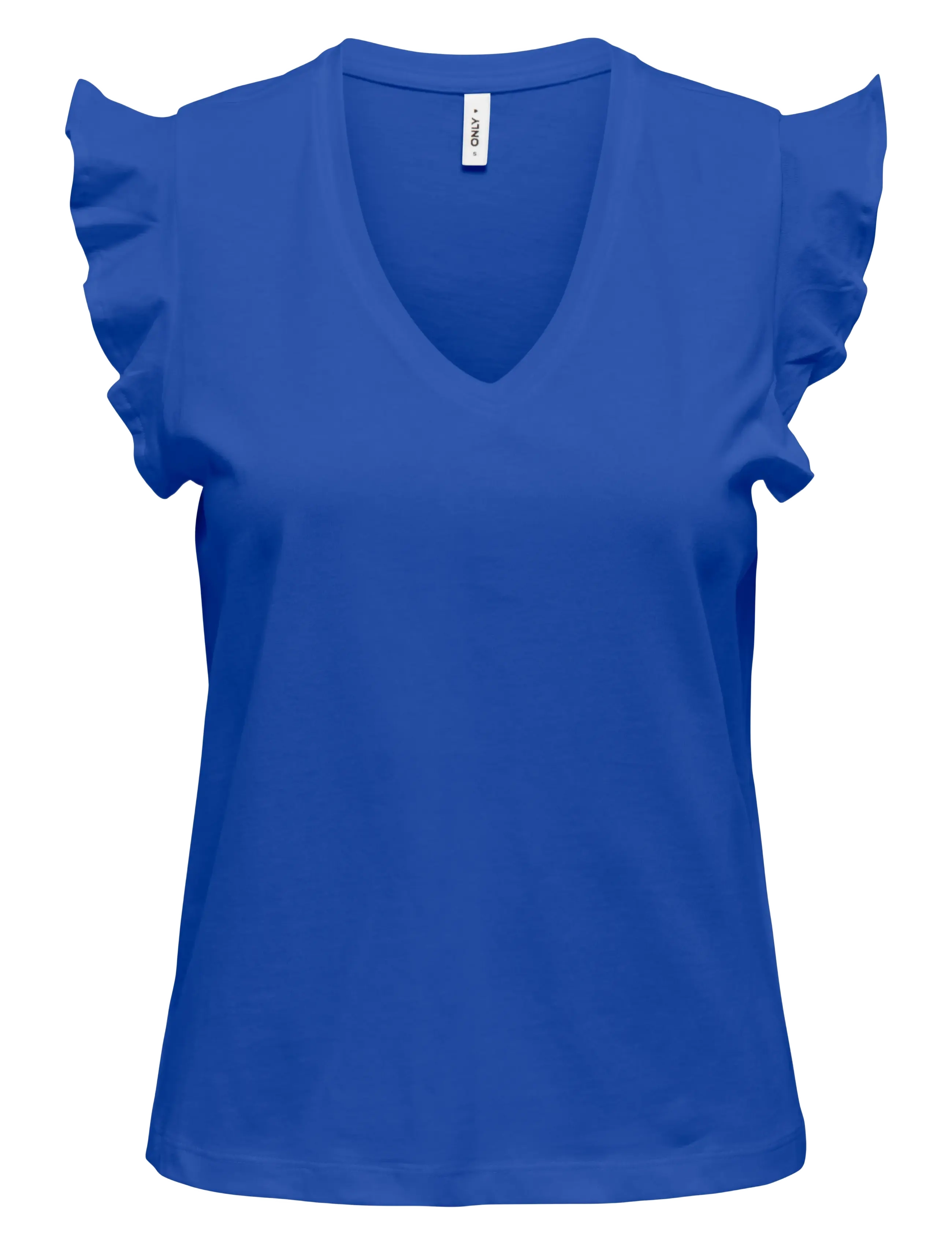 ONLY Onlmay Life S/S Frill V-Ausschnitt Oberteil Box Jrs Blau - S - Damen