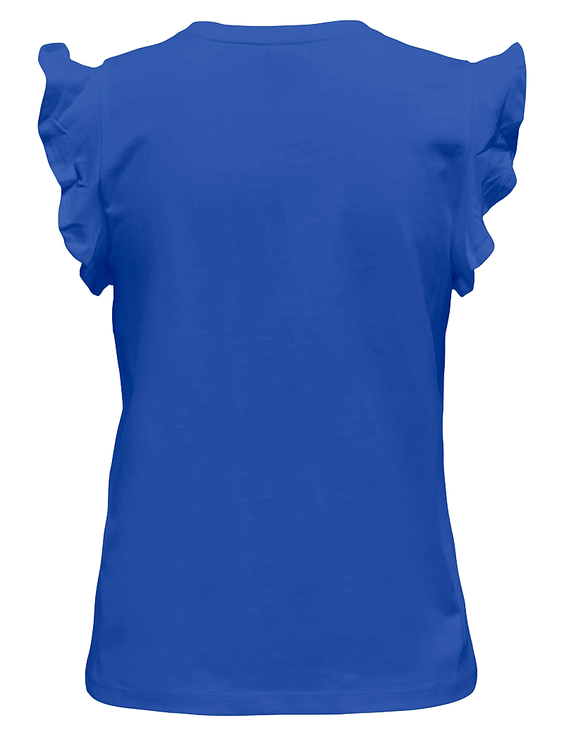 ONLY - ONLMAY LIFE S/S FRILL V-NECK TOP BOX JRS - t-shirts - dazzling blue - 2