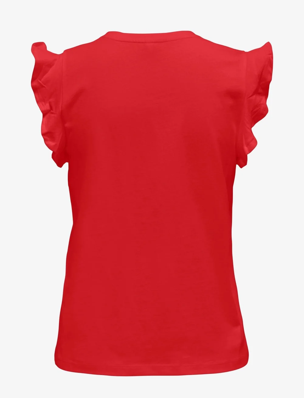 ONLY - ONLMAY LIFE S/S FRILL V-NECK TOP BOX JRS - t-shirts - flame scarlet - 2