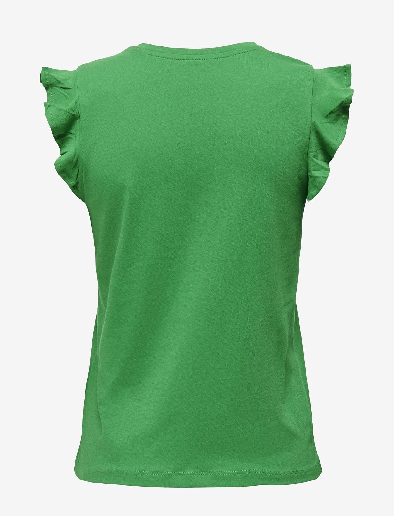 ONLY - ONLMAY LIFE S/S FRILL V-NECK TOP BOX JRS - t-shirts - green bee - 2