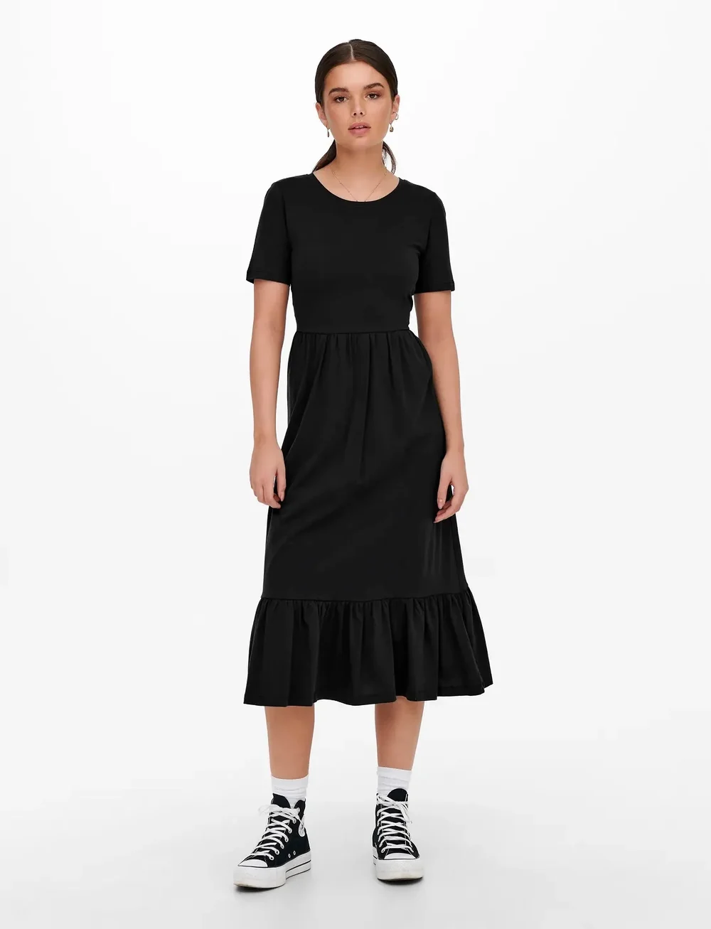 ONLY - ONLMAY LIFE S/S PEPLUM CALF DRESS JRS - sommerkjoler - black - 0