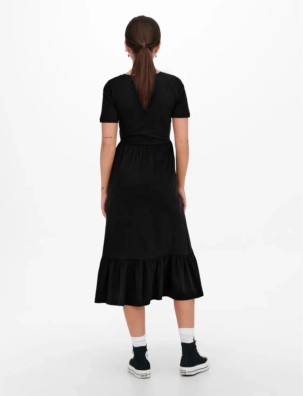 ONLY - ONLMAY LIFE S/S PEPLUM CALF DRESS JRS - sommerkjoler - black - 3