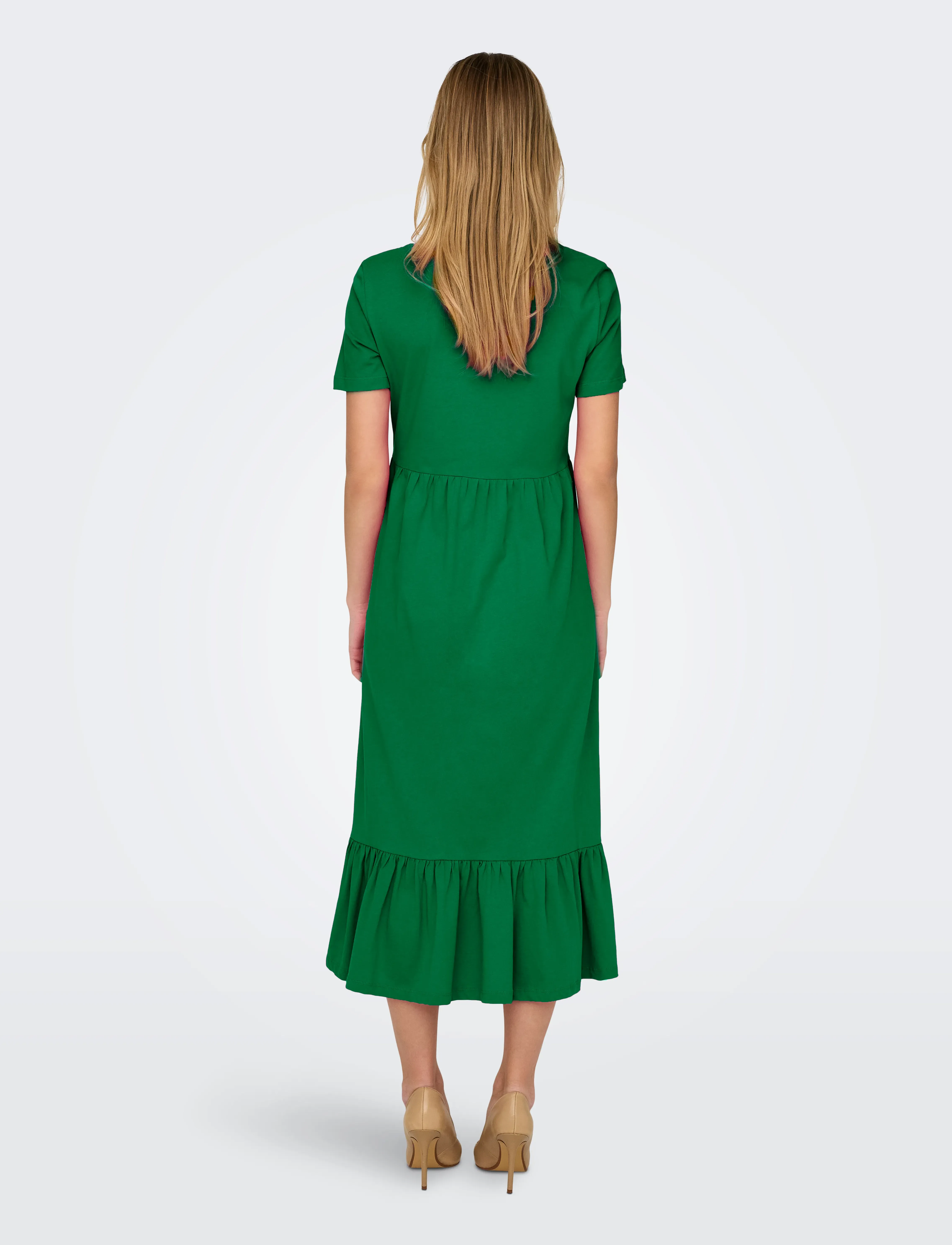 ONLY - ONLMAY LIFE S/S PEPLUM CALF DRESS JRS - zomerjurken - green bee - 3