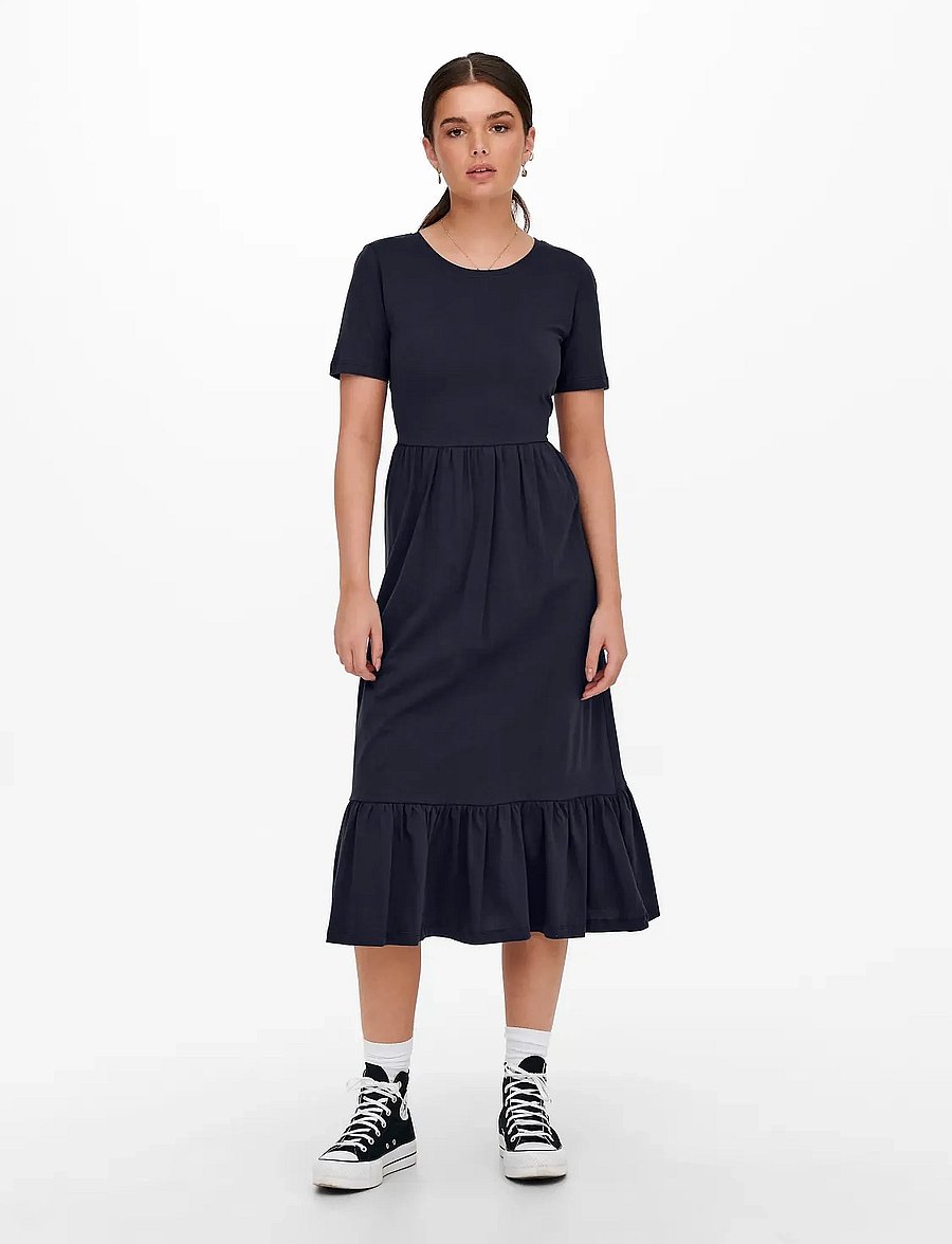 ONLY - ONLMAY LIFE S/S PEPLUM CALF DRESS JRS - sommerkjoler - night sky - 0