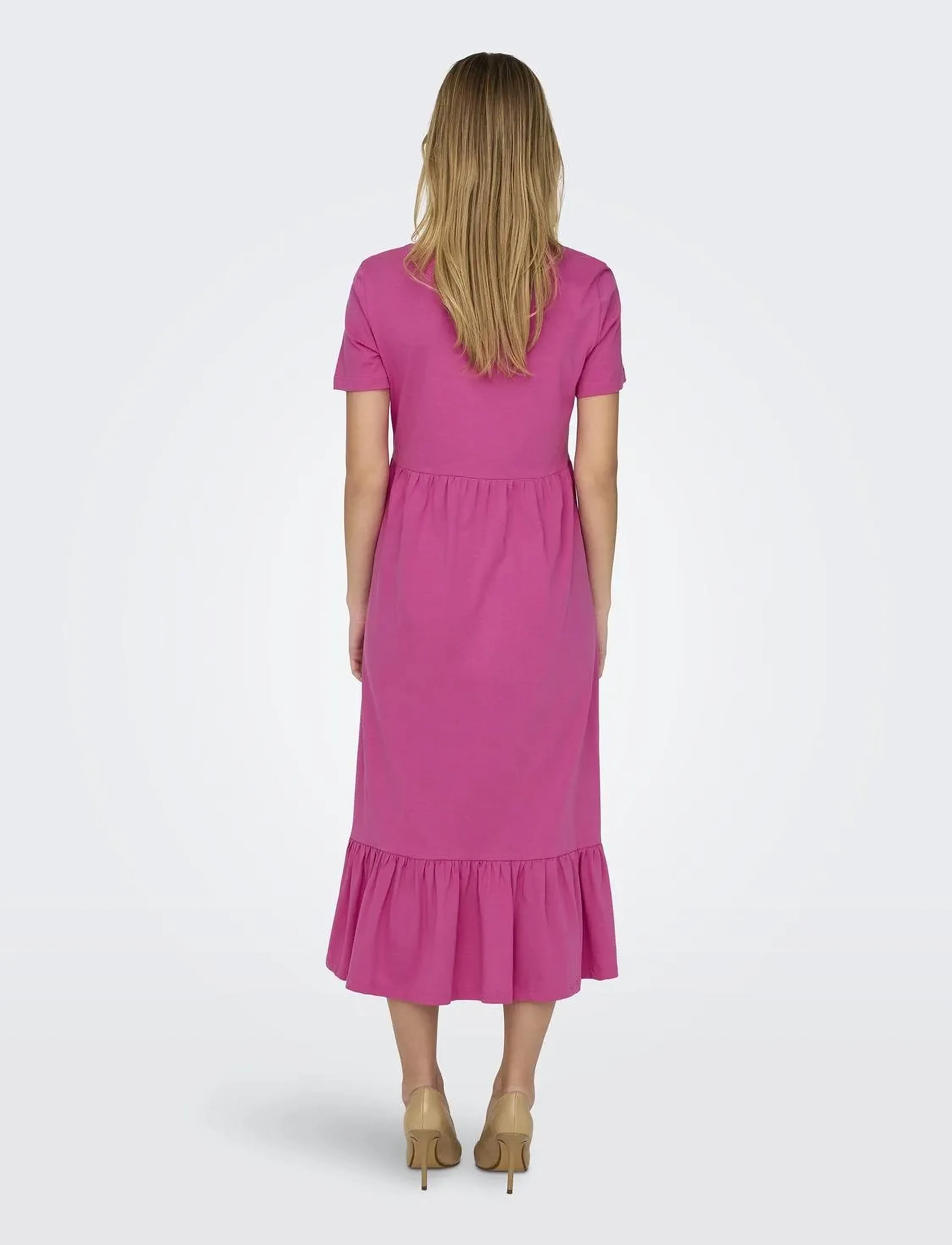 ONLY - ONLMAY LIFE S/S PEPLUM CALF DRESS JRS - sommerkjoler - raspberry rose - 3