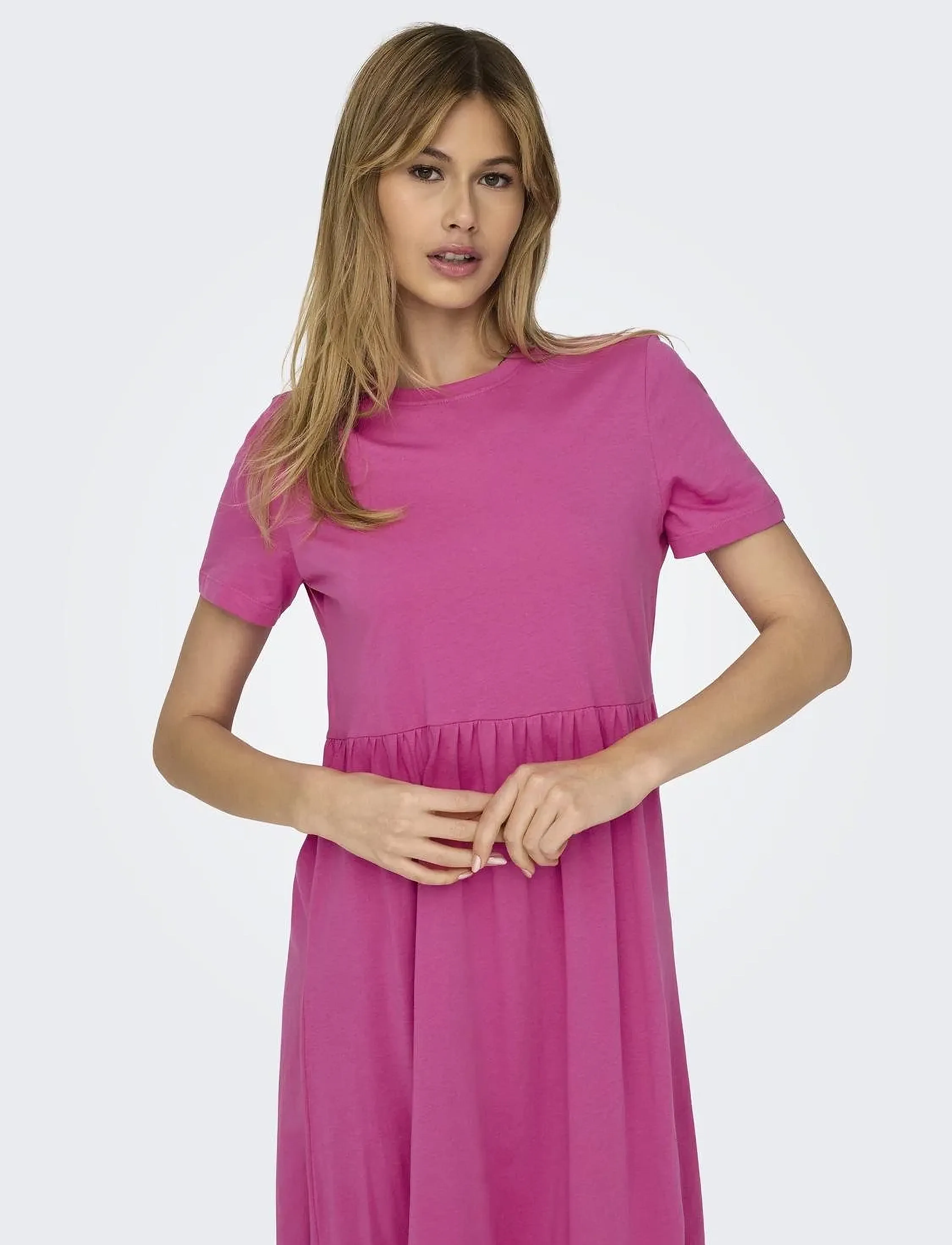 ONLY - ONLMAY LIFE S/S PEPLUM CALF DRESS JRS - sommerkjoler - raspberry rose - 5