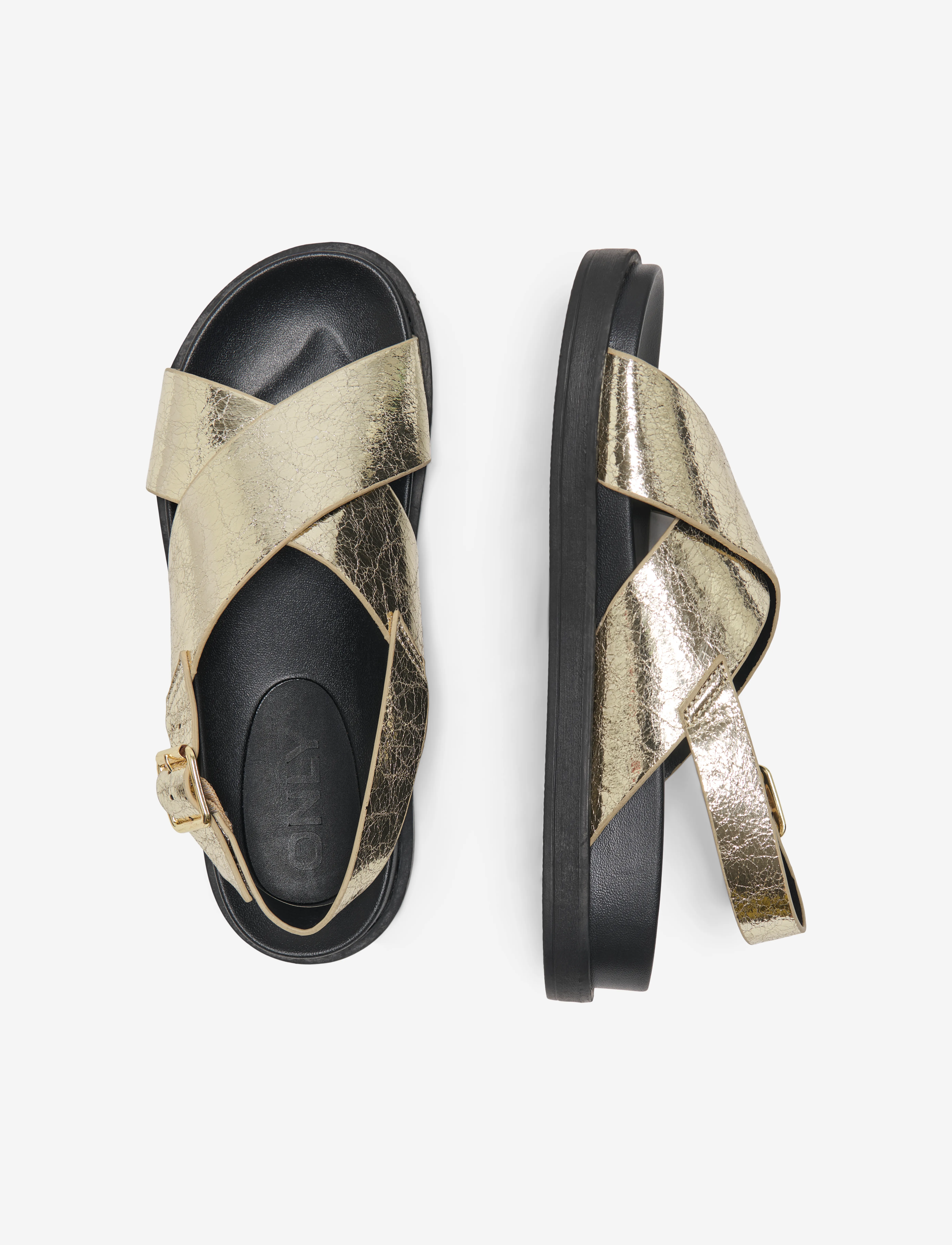 ONLY Onlminnie-2 Pu Slingback Sandal Noos, 40, Gold, Sandaler > Flade Sandals, Dame