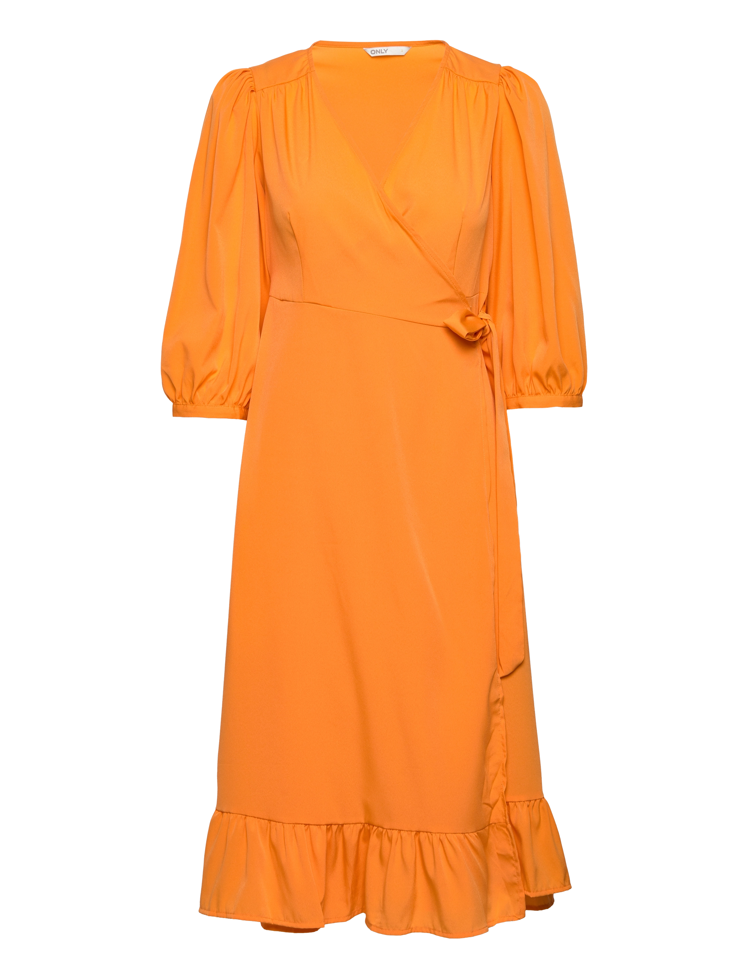 ONLY ONLOLIVIA 3/4 WRAP  MIDI DRESS WVN - Kleding - APRICOT / orange